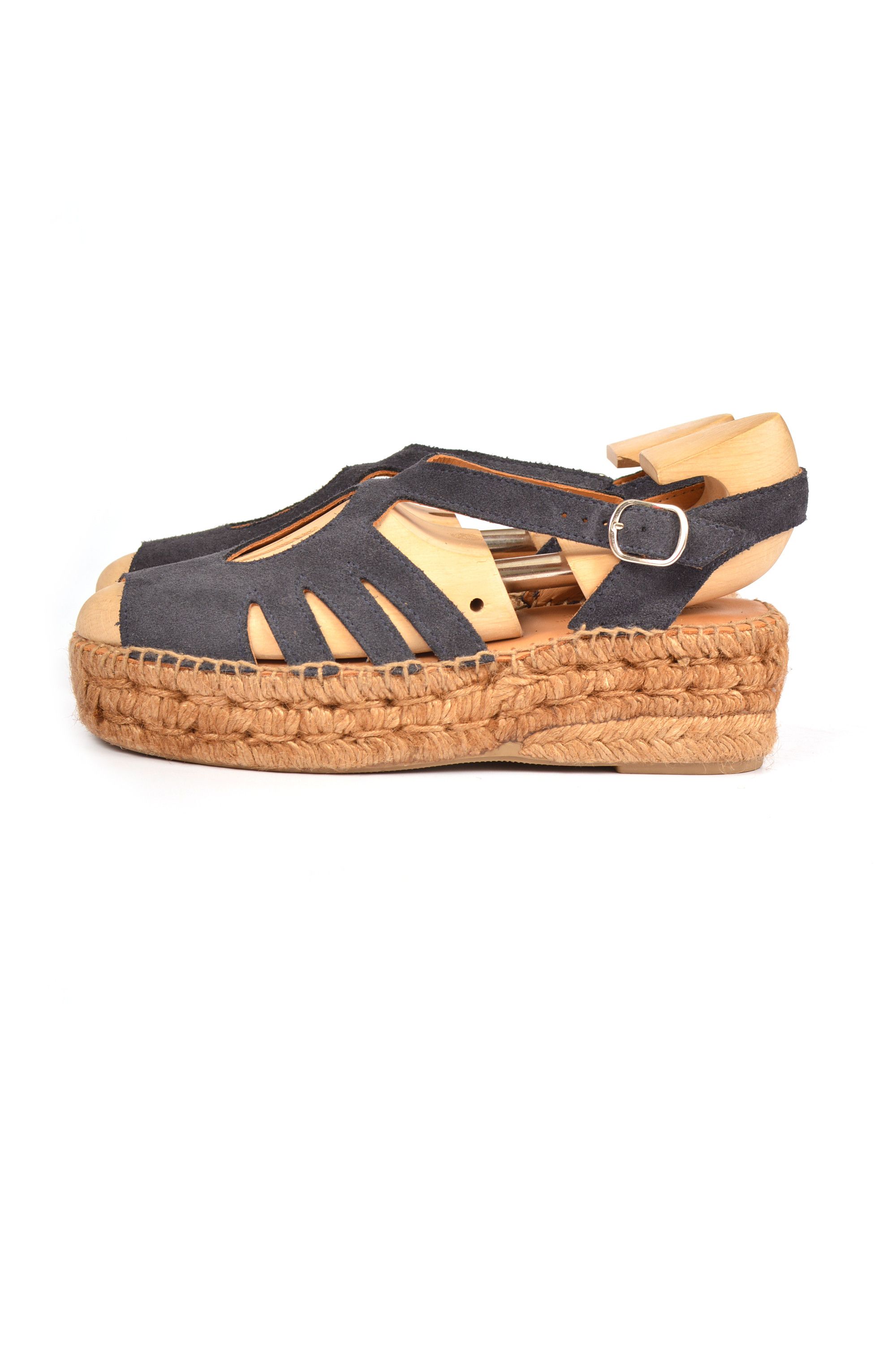 Naguisa Jute Soles Navy Leather Espadrilles