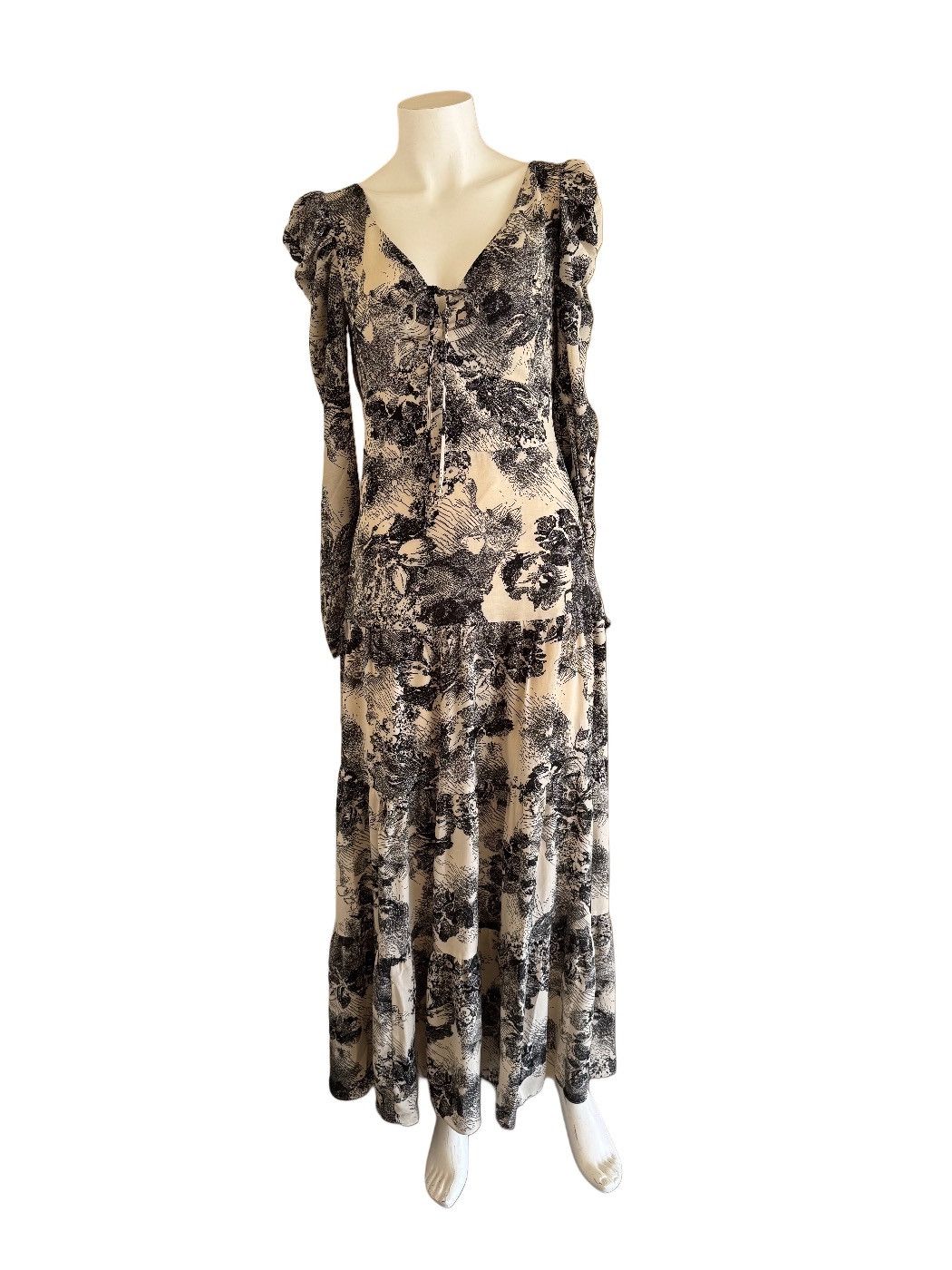 Other Women’s small black cream maxi dress puff sleeve romantic Size S / US 4 / IT 40 - 1 Thumbnail