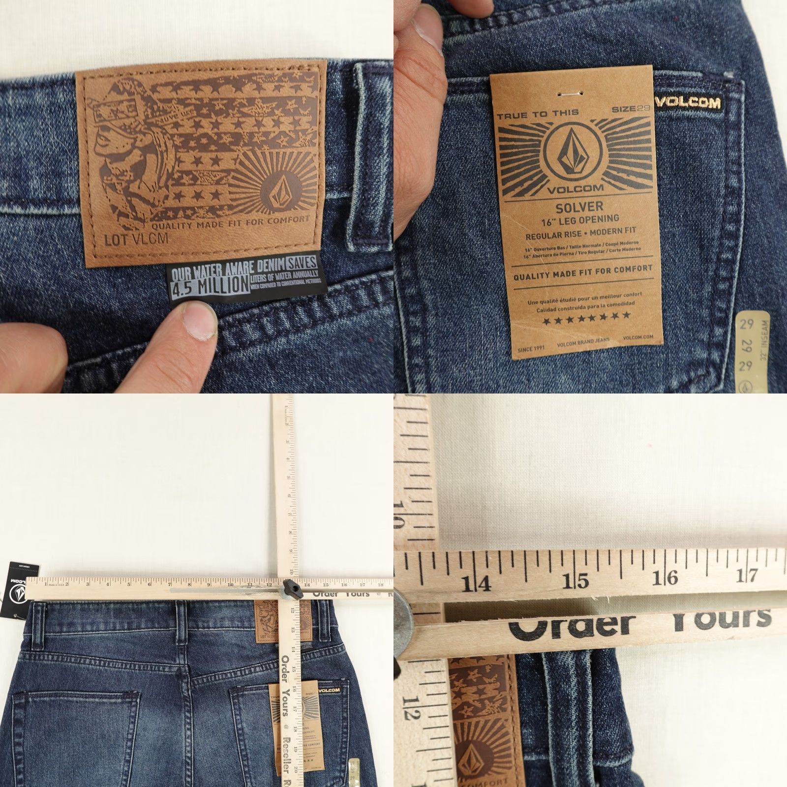 Volcom Volcom Jeans Mens 29x32 Modern Straight Leg Blue Solver Stretch Denim Skater NEW Size US 29 - 8 Thumbnail