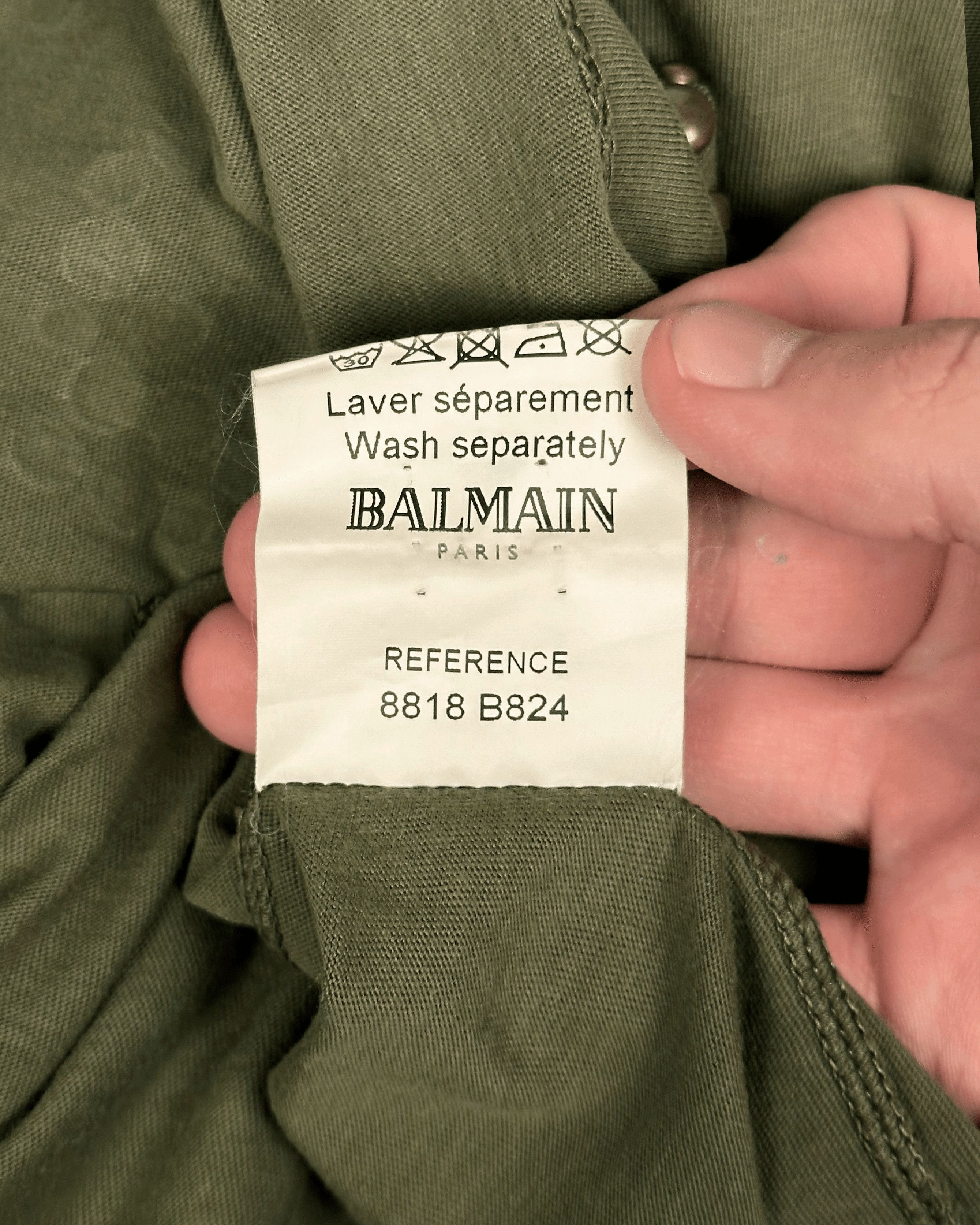 Balmain Balmain Studded Khaki T-Shirt Size US L / EU 52-54 / 3 - 9 Thumbnail