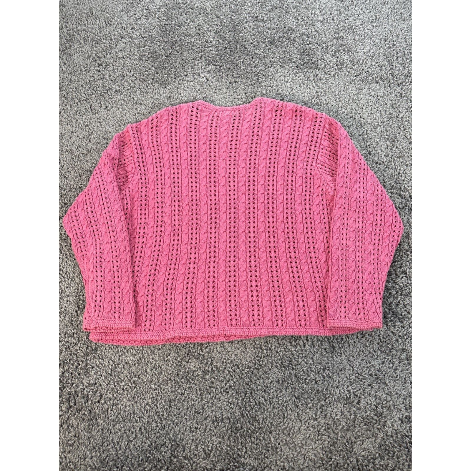 Vintage VINTAGE LL Bean Sweater Womens XL Pink 90s Fisherman Cable-Knit Cotton Crew Neck Pullover Mens Womens Girls? Size XL / US 12-14 / IT 48-50 - 5 Thumbnail