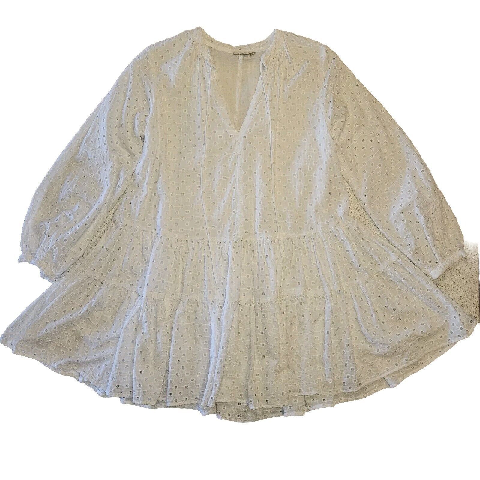 Asos ASOS Broderie Boho Dress UK8 US 4 White Cotton Trapeze Floun Size S / US 4 / IT 40 - 4 Thumbnail