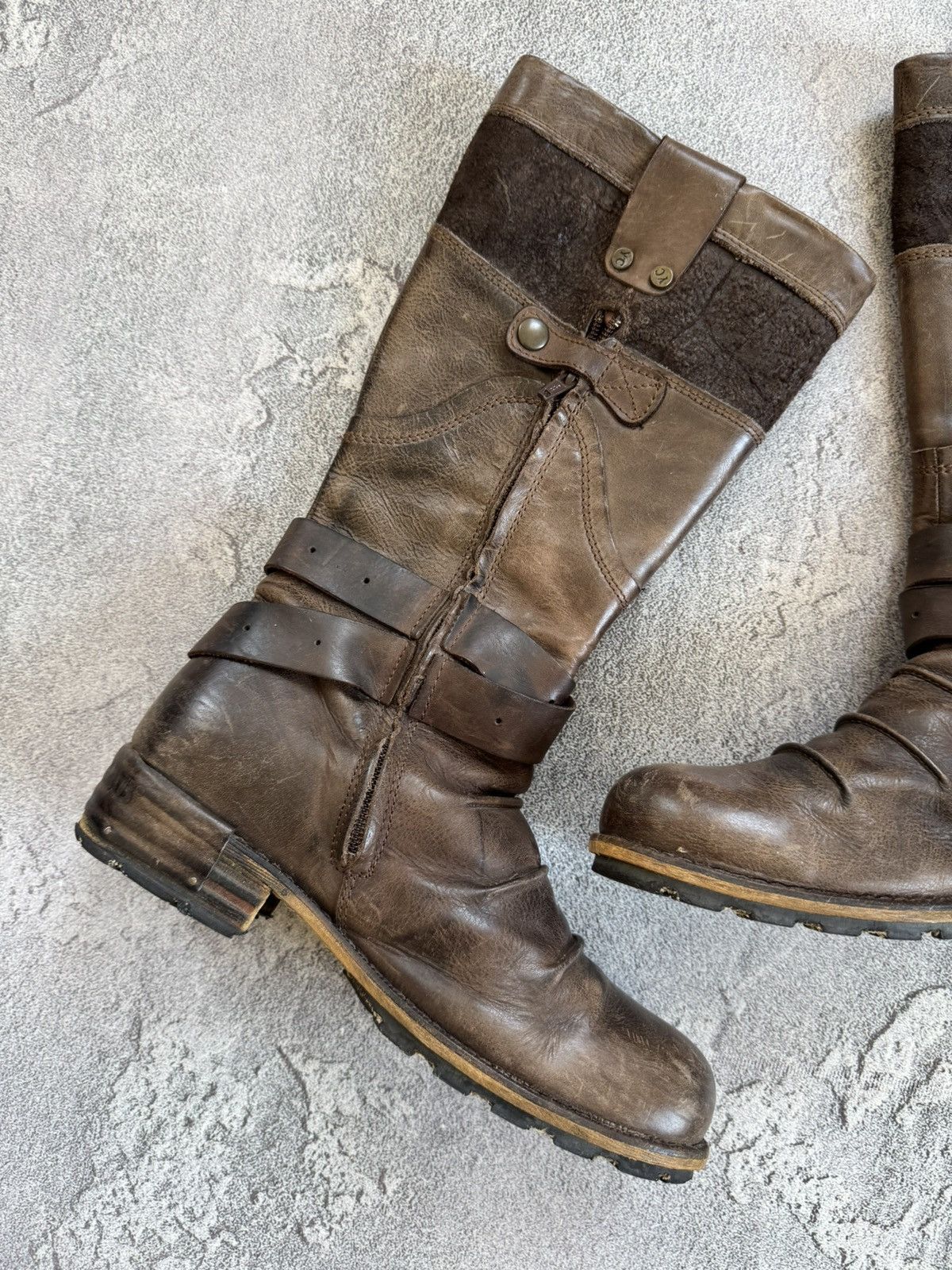 Designer × Vintage Yellow Cab 40size brown leather biker high shoes boots punk Size US 10 / IT 40 - 11 Thumbnail