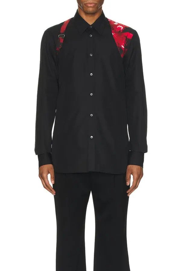 Alexander McQueen o1w1db10725 Printed Harness Shirt in Black Size US L / EU 52-54 / 3 - 3 Thumbnail