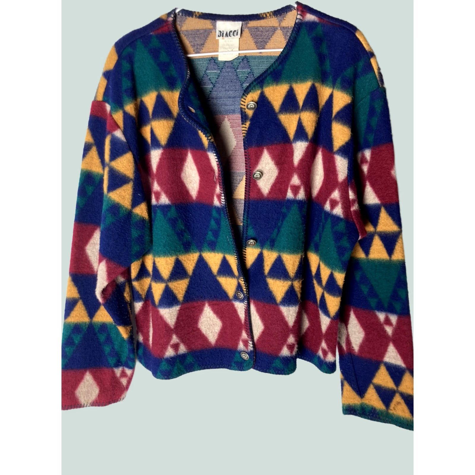 Vintage VINTAGE Aztec Cardigan Sweater Womens L Acrylic Button Up 80s Purple Buttons Womens Size L / US 10 / IT 46 - 1 Thumbnail