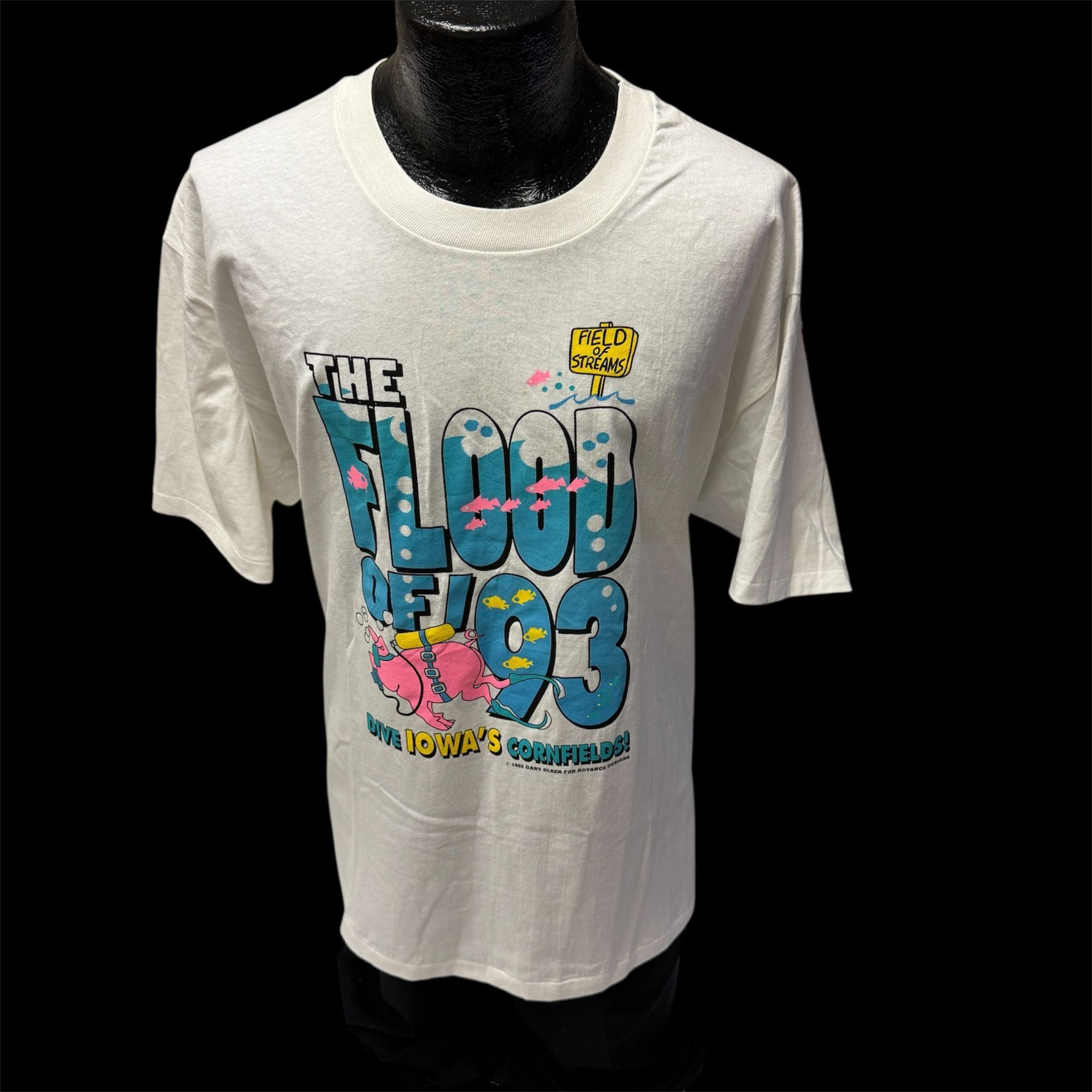 Hanes Field of Streams FLOOD of '93 PIG DIVING Iowa Cornfields Size US XL / EU 56 / 4 - 1 Thumbnail