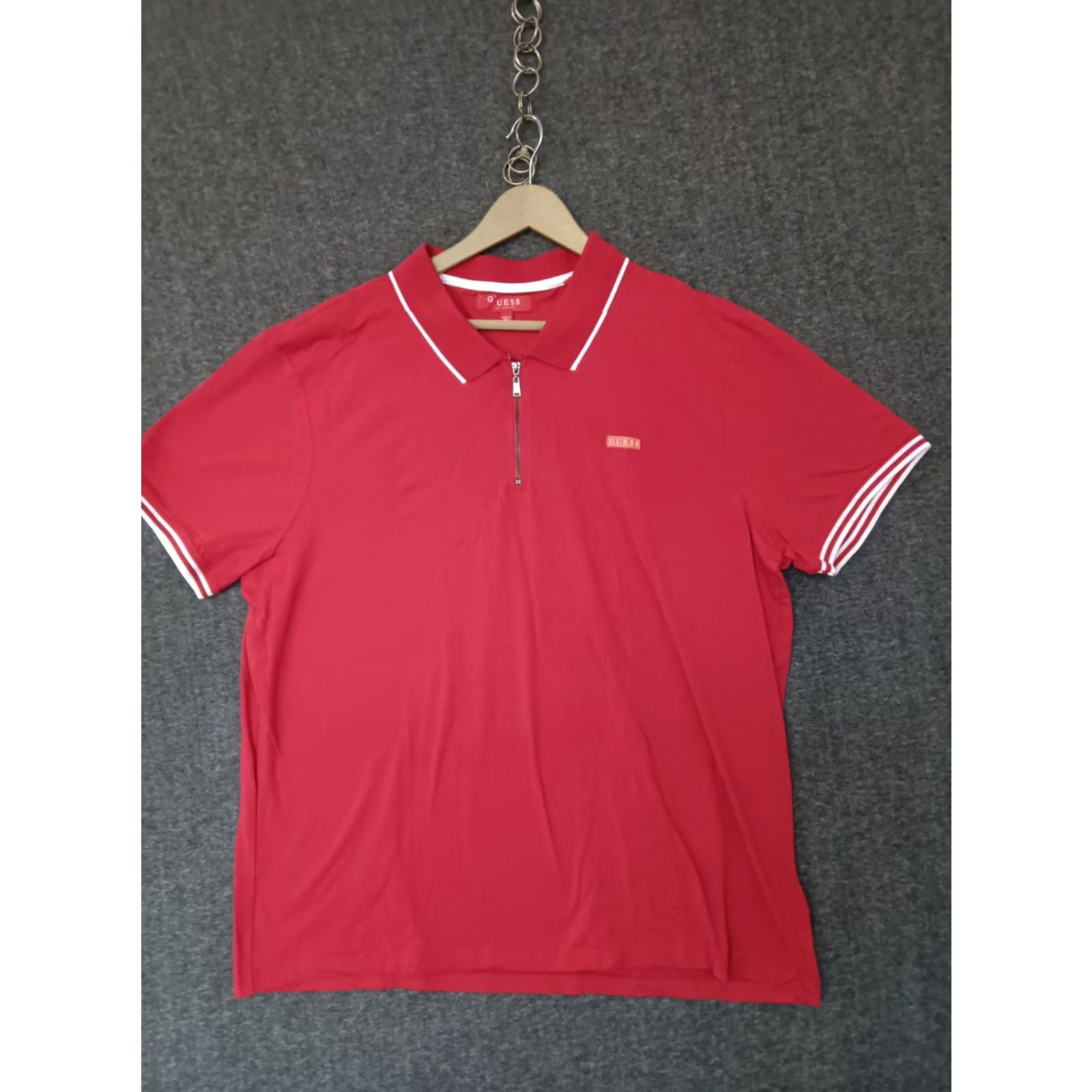 Guess GUESS Polo Shirt Red 1/4 Zip Short Sleeve Fresh Casual 2XL Mens Polo Red 1/4 Zip Logo Short Sleeve 2XL Size US XXL / EU 58 / 5 - 2 Thumbnail