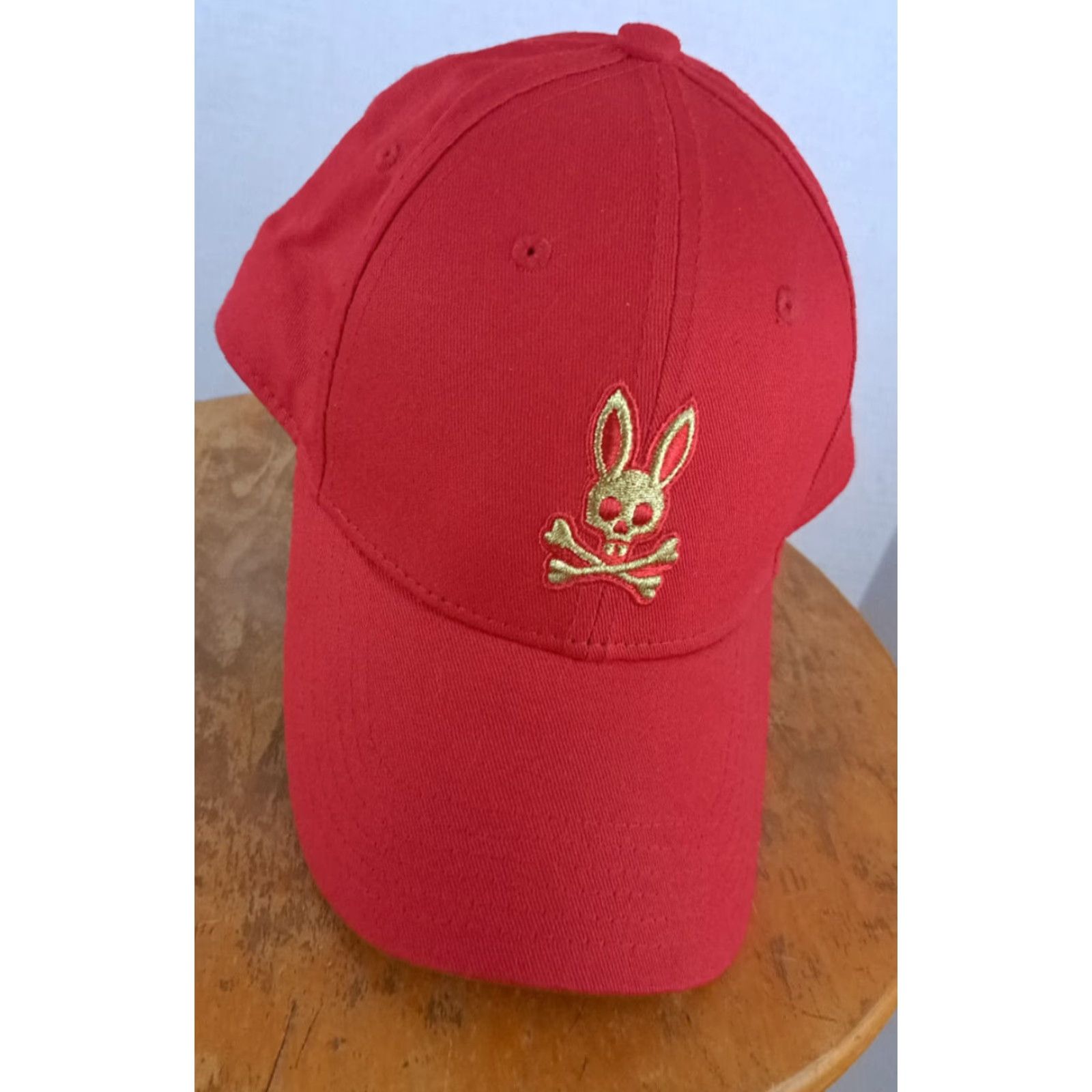 Psycho Bunny Psycho Bunny Adjustable Hat Red Baseball Cap Unisex Adults Bunny Embroidered Canvas Adjustable Cap Red Size ONE SIZE - 3 Thumbnail
