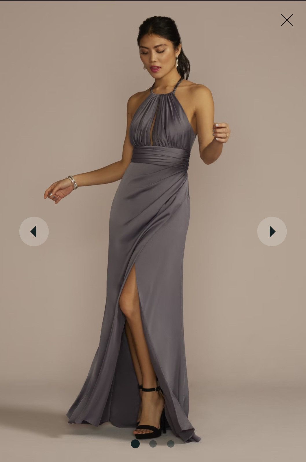 Designer Galina Signature bridesmaid Chain Halter Satin Sheath Dres Size M / US 6-8 / IT 42-44 - 1 Thumbnail