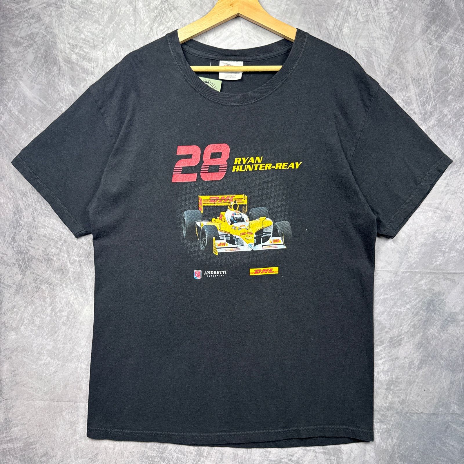 00s Black Ryan Hunter-Reay Racing Graphic Shirt Large 3865
