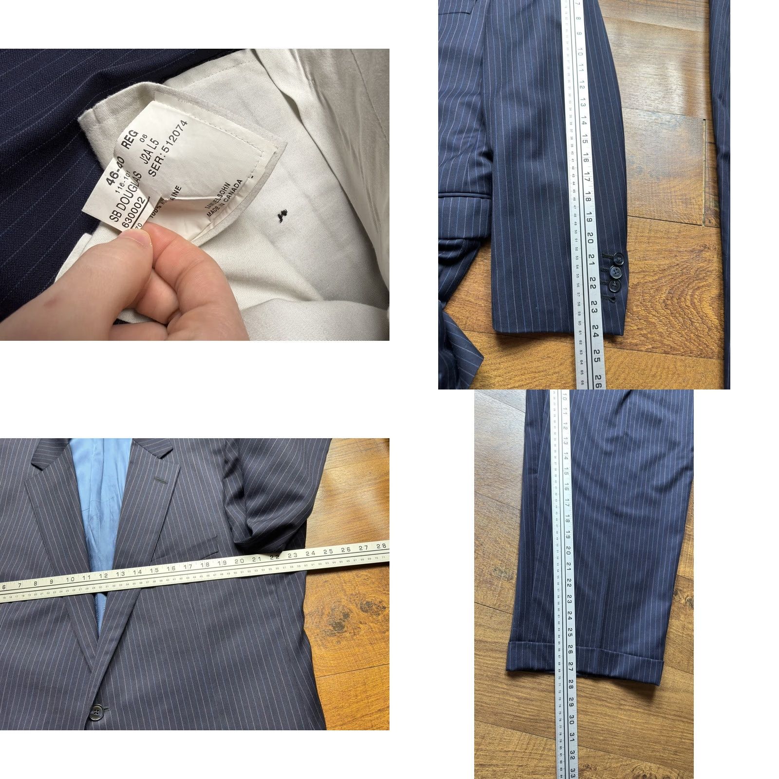 Vintage Samuelsohn Suit Mens 46 Blue 2pc Blazer Trousers Wool Men 46R 40X28 Pinstripe READ Size US 30 / EU 46 - 10 Thumbnail