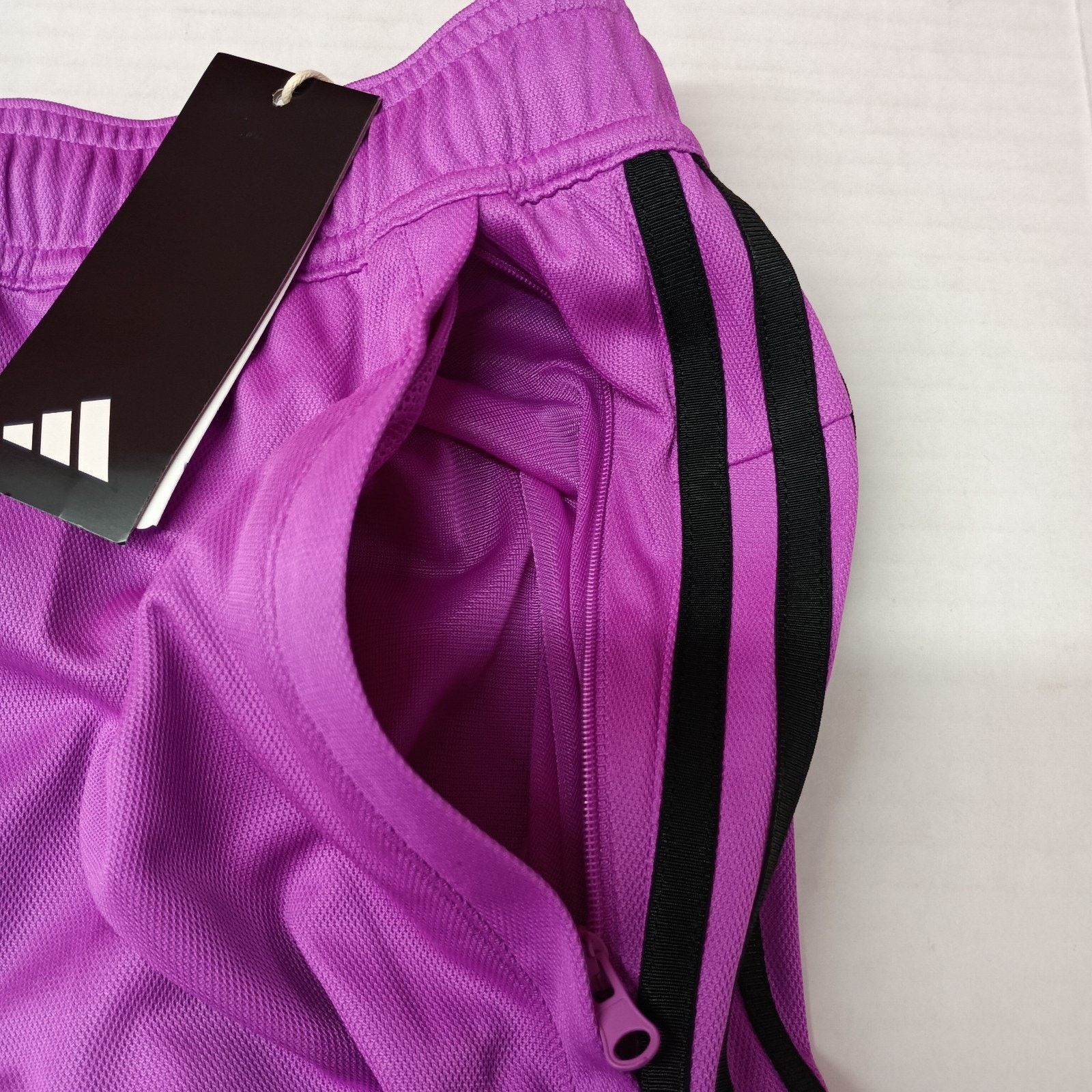 Adidas Adidas Mens Train 3 Stripes Zip Pockets Shorts Purple Size M Size US 30 / EU 46 - 3 Thumbnail