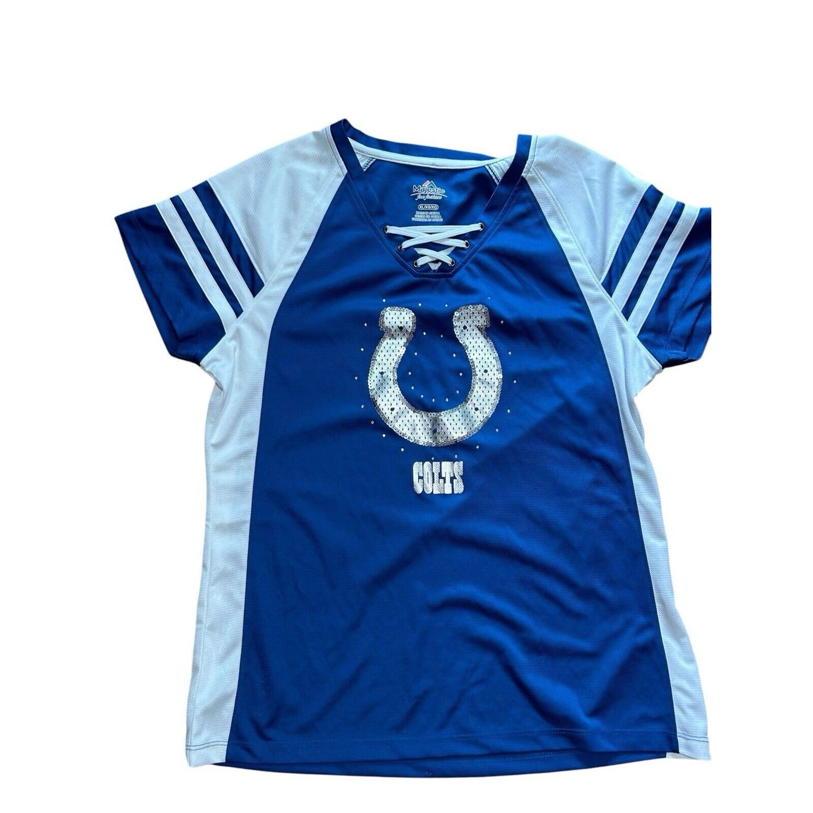 Majestic Majestic Fan Fashion Women XL Colts Sequin Blue White Jersey Size US XL / EU 56 / 4 - 1 Thumbnail