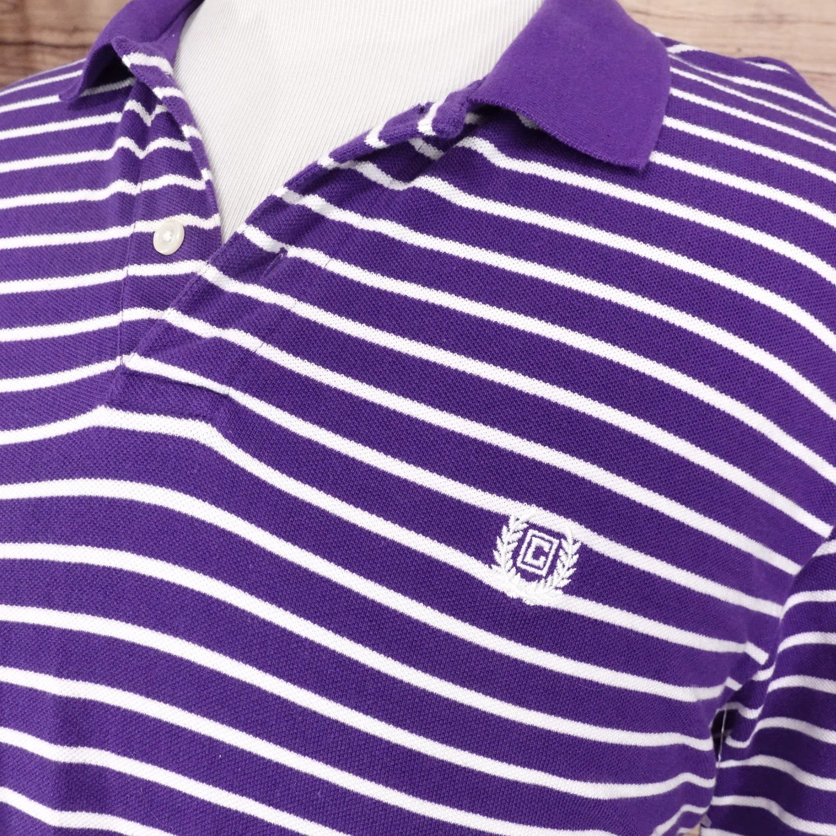 Chaps CHAPS Striped Polo Shirt Mens Short Sleeve Purple Size XL Size US XL / EU 56 / 4 - 2 Thumbnail