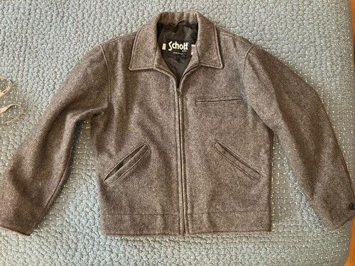 Schott Gray Wool Zipped Jacket Size US M / EU 48-50 / 2 - 1 Thumbnail