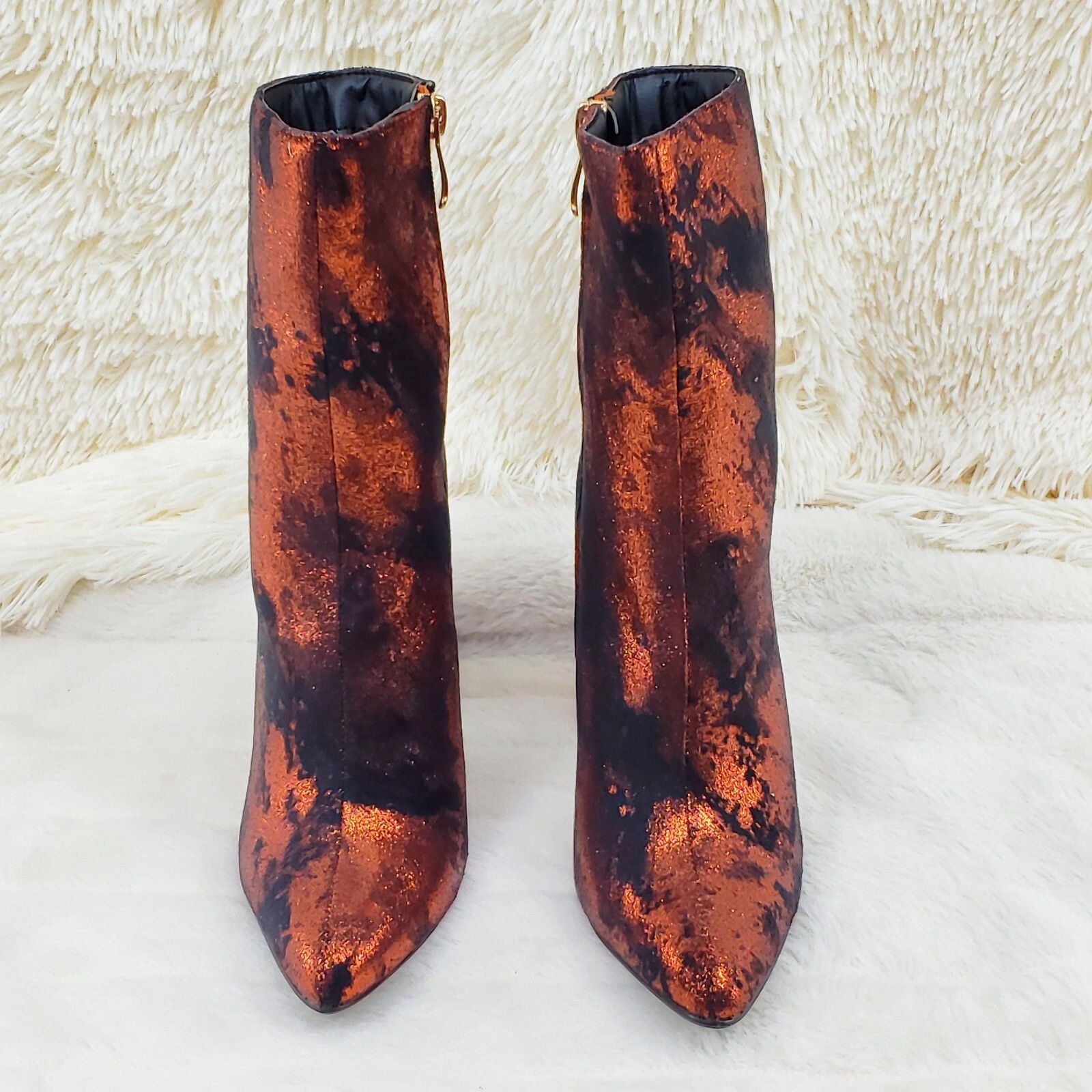 Other Paw Metallic Orange Rust Cylinder High Heel Ankle Boots Size Size US 6.5 / IT 36.5 - 6 Thumbnail