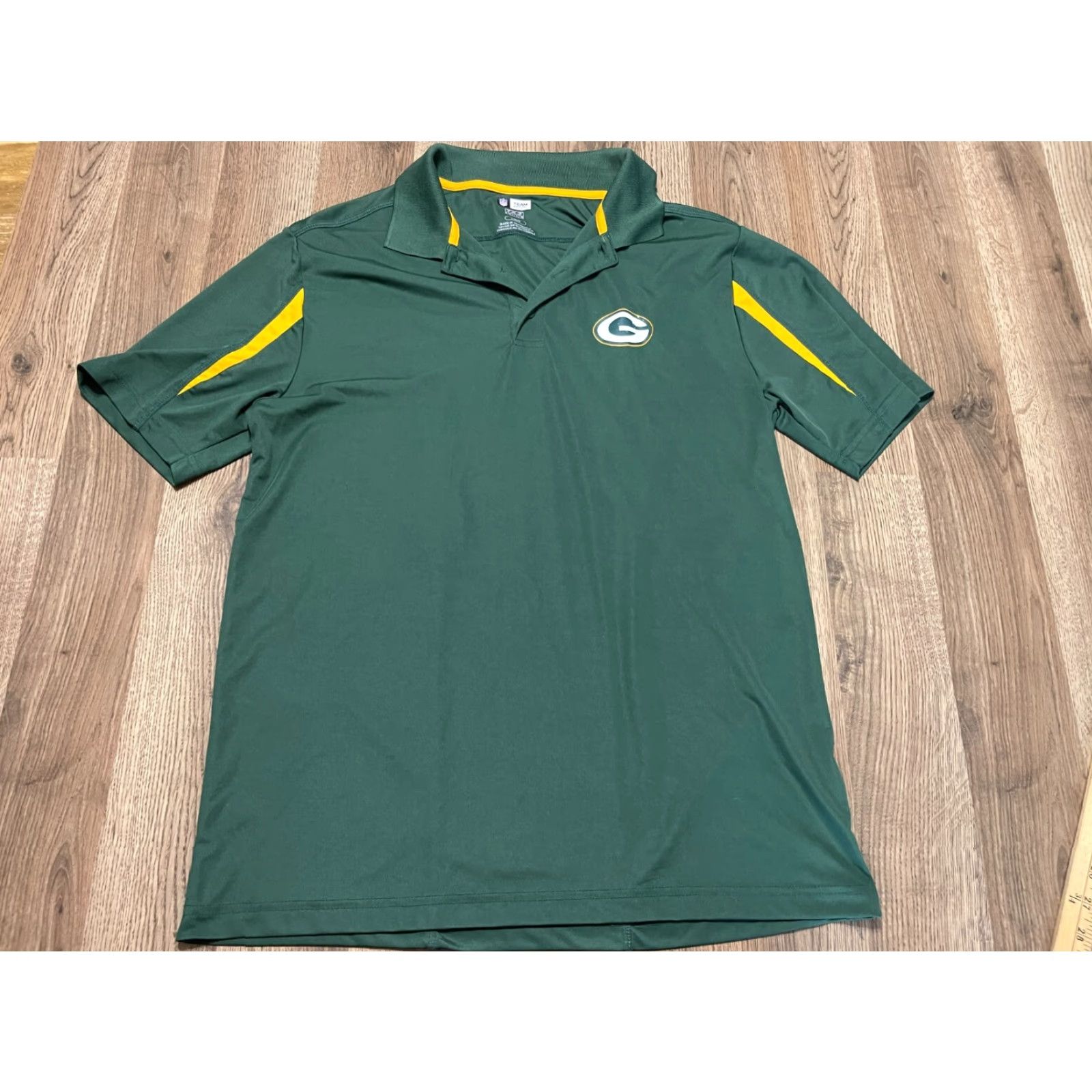NFL Team Apparel Shirt, NFL Green Bay Packers, Men’s Size Large, Polo, Short Sleeve, Green, TX3 Cool, Bar None Size US L / EU 52-54 / 3 - 2 Thumbnail