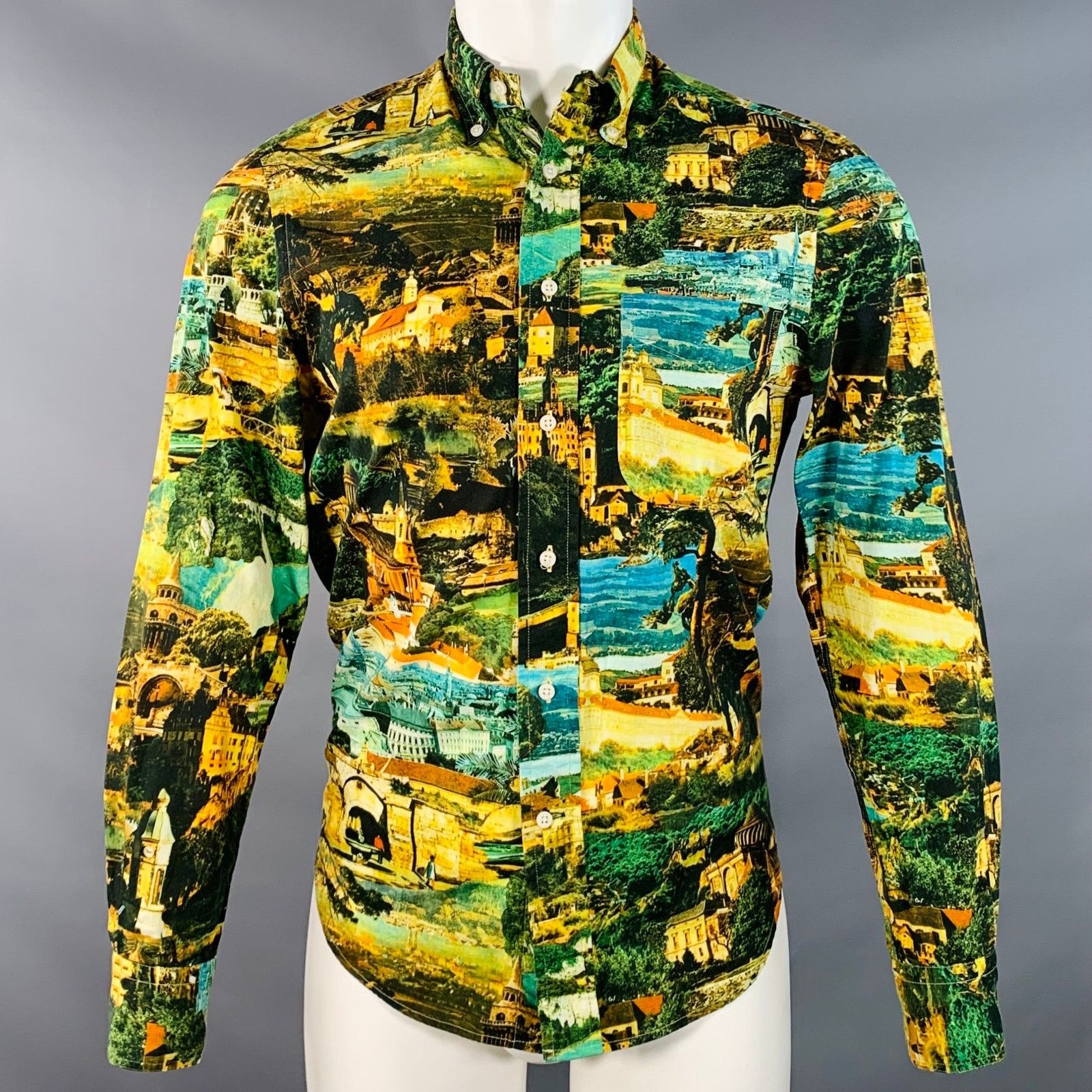 Gitman Bros. Vintage GITMAN VINTAGE Italy Print Cotton Button Down Collar Shirt Size US S / EU 44-46 / 1 - 1 Thumbnail