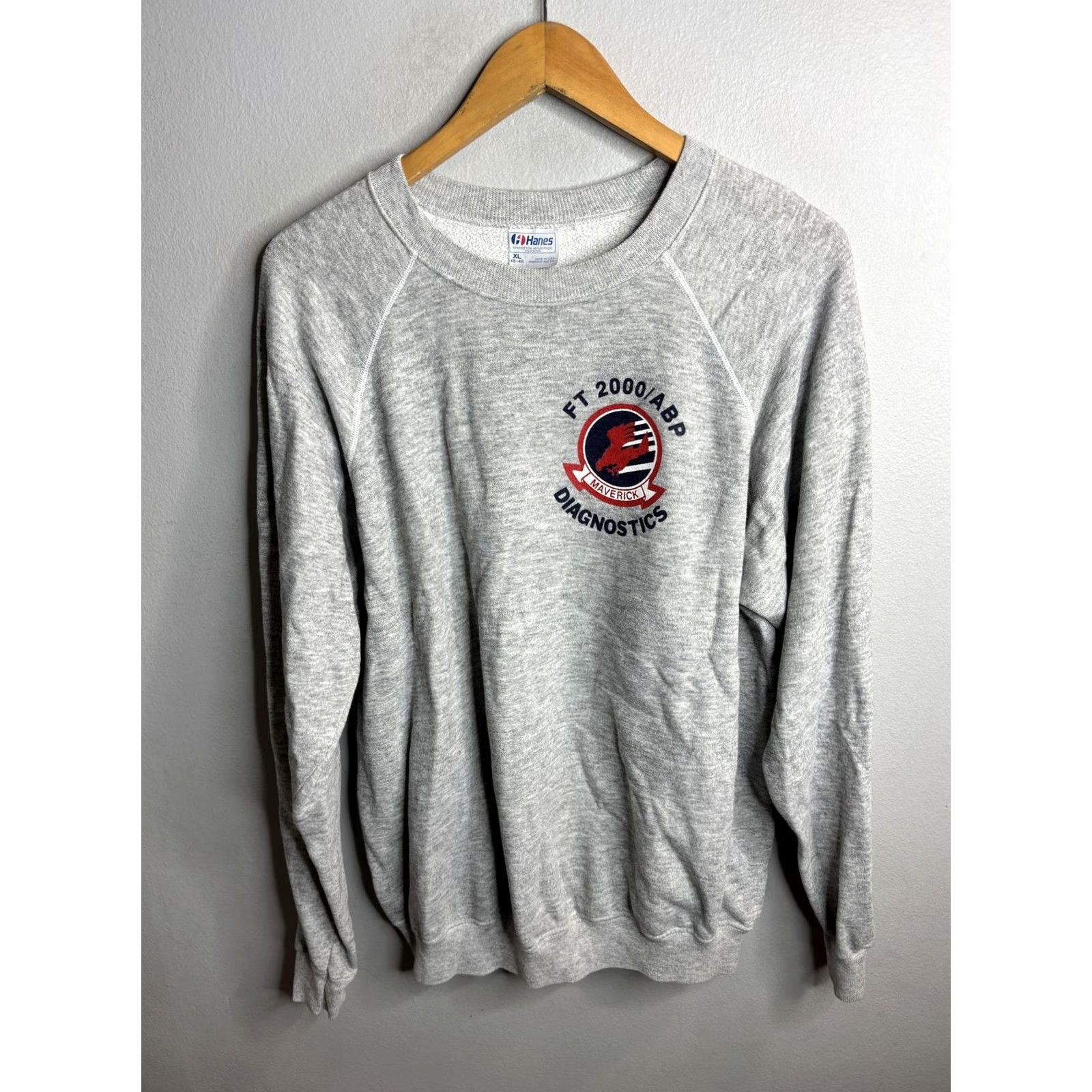 Hanes VINTAGE Hanes Sweatshirt Mens XL Gray Top Gun Crewneck 80s Graphic Print Fighter Weapons School 50/46/4 Cotton Acrylic Rayon USA Size US XL / EU 56 / 4 - 3 Thumbnail