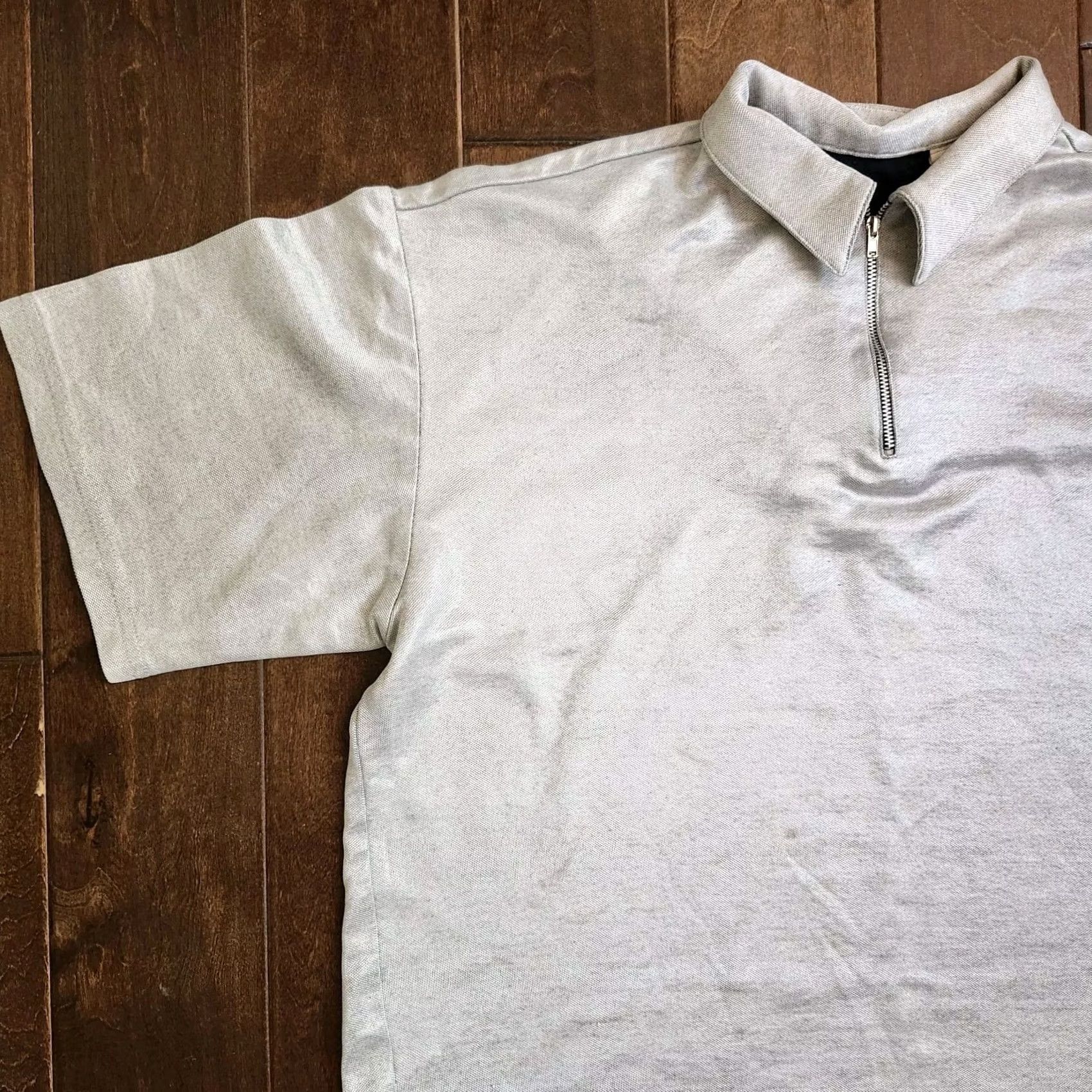 Vintage Direction Men's Polo Shirt - Size L - Silver - Short Sleeve - Button Collar - Cotton Polyester - Golf Walking - Classic Sports - Regular Mens Size US L / EU 52-54 / 3 - 3 Thumbnail