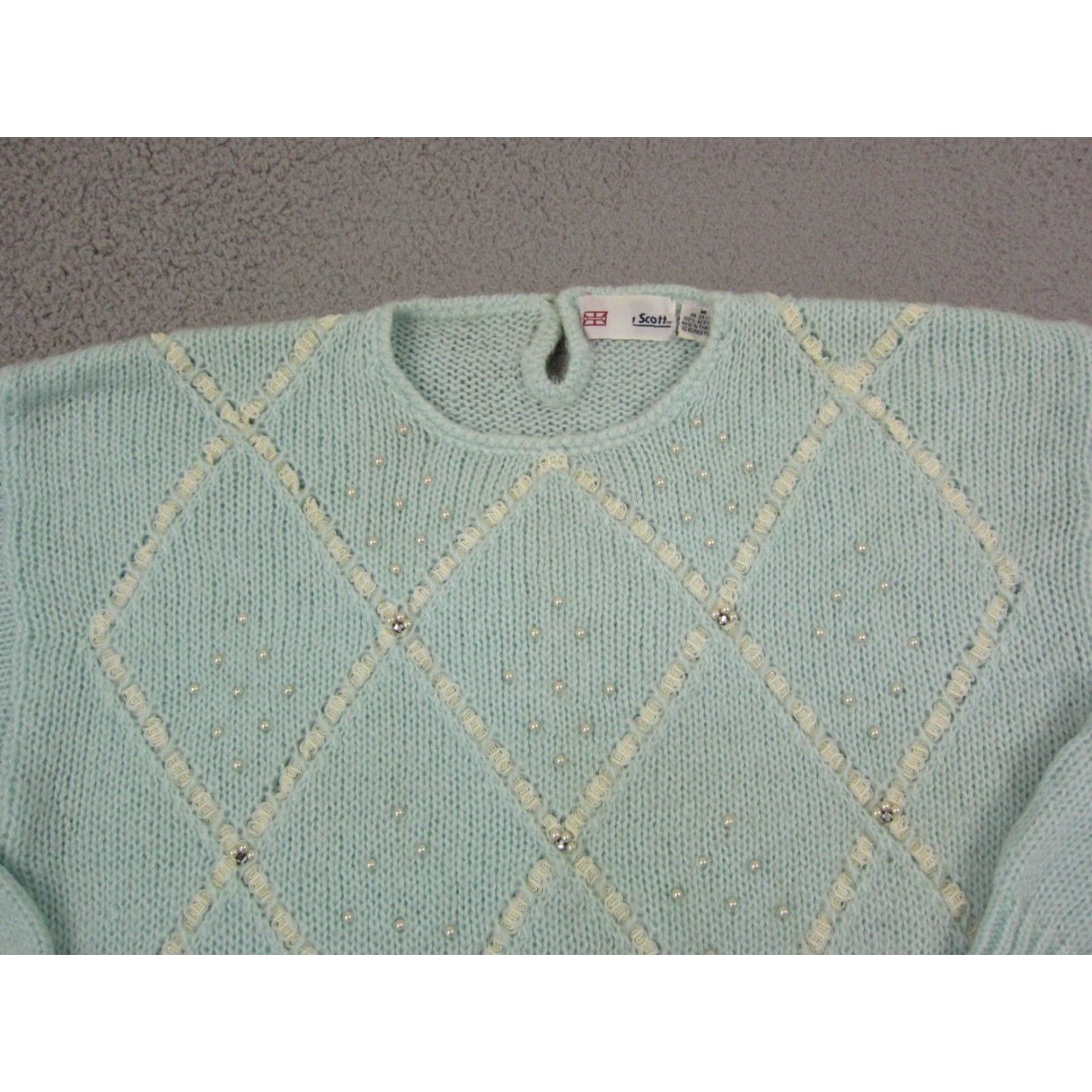 Vintage VINTAGE Dana Scott Sweater Womens M Green Crew Neck Fisherman Knit Pullover 80s 90s American Mens Womens Girls Size M / US 6-8 / IT 42-44 - 2 Thumbnail