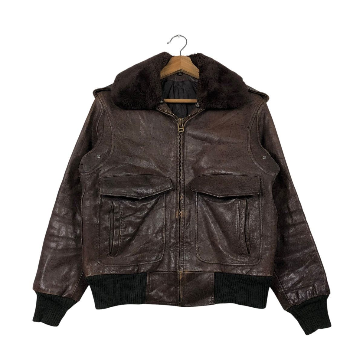 Japanese Brand Rattle Trap Fur Collar Red Leather Jacket