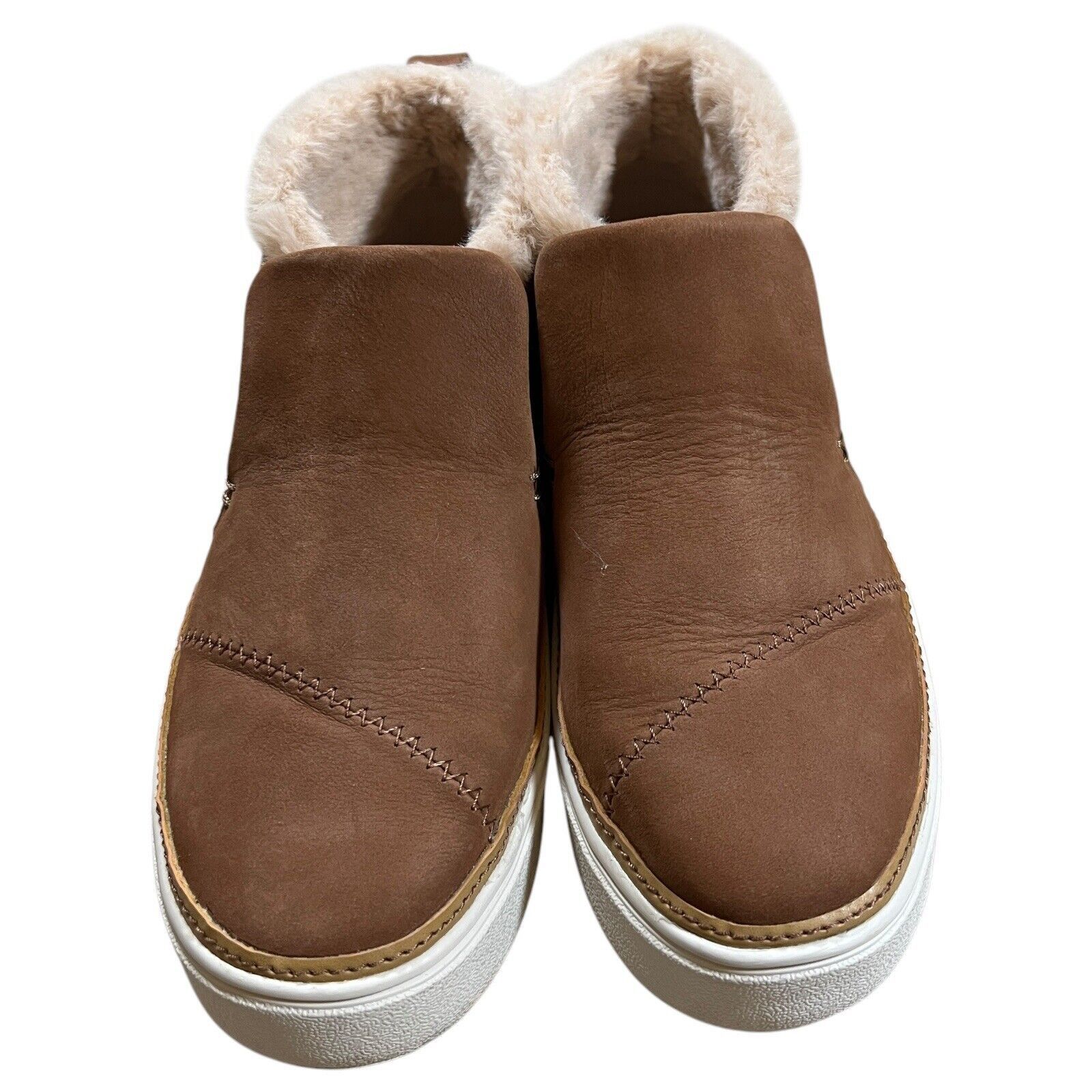 Toms TOMS Dark Ember Nubuck Slip On Shoes Brown Faux Fur Size 6.5 Size US 6.5 / IT 36.5 - 2 Thumbnail