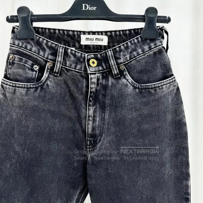Miu Miu Miu Miu Black Gray Embroidered Cotton Jeans . Size 28" / US 6 / IT 42 - 3 Thumbnail