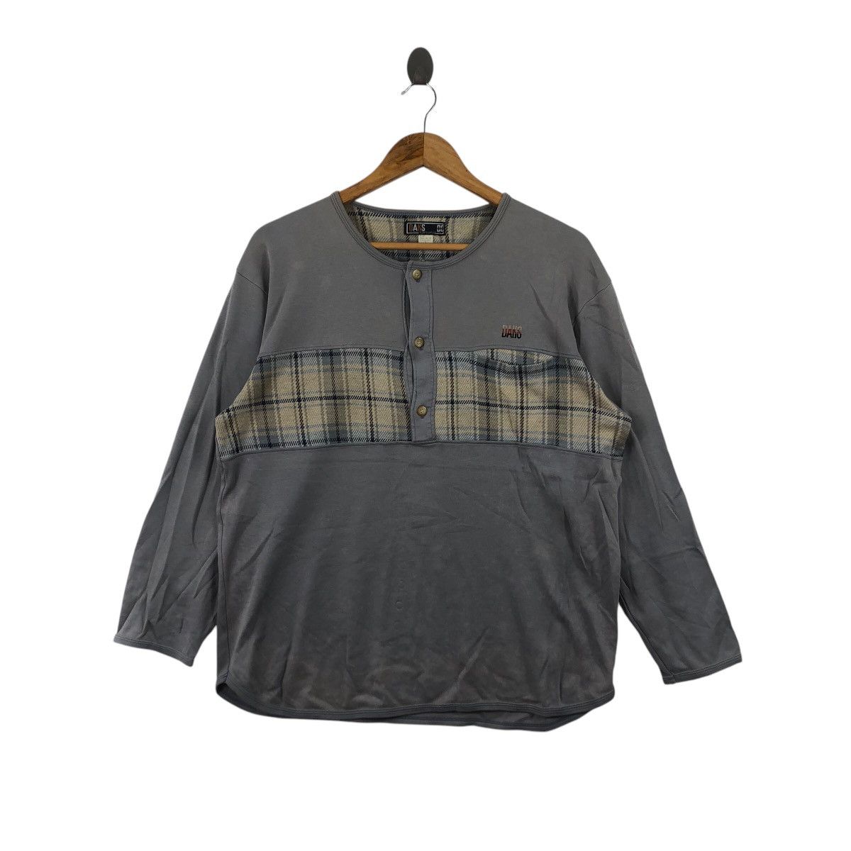 Vintage Vintage DARKS LONDON NOVA CHECKS Plaids Henley Tee Shirt Top Size L / US 10 / IT 46 - 1 Thumbnail