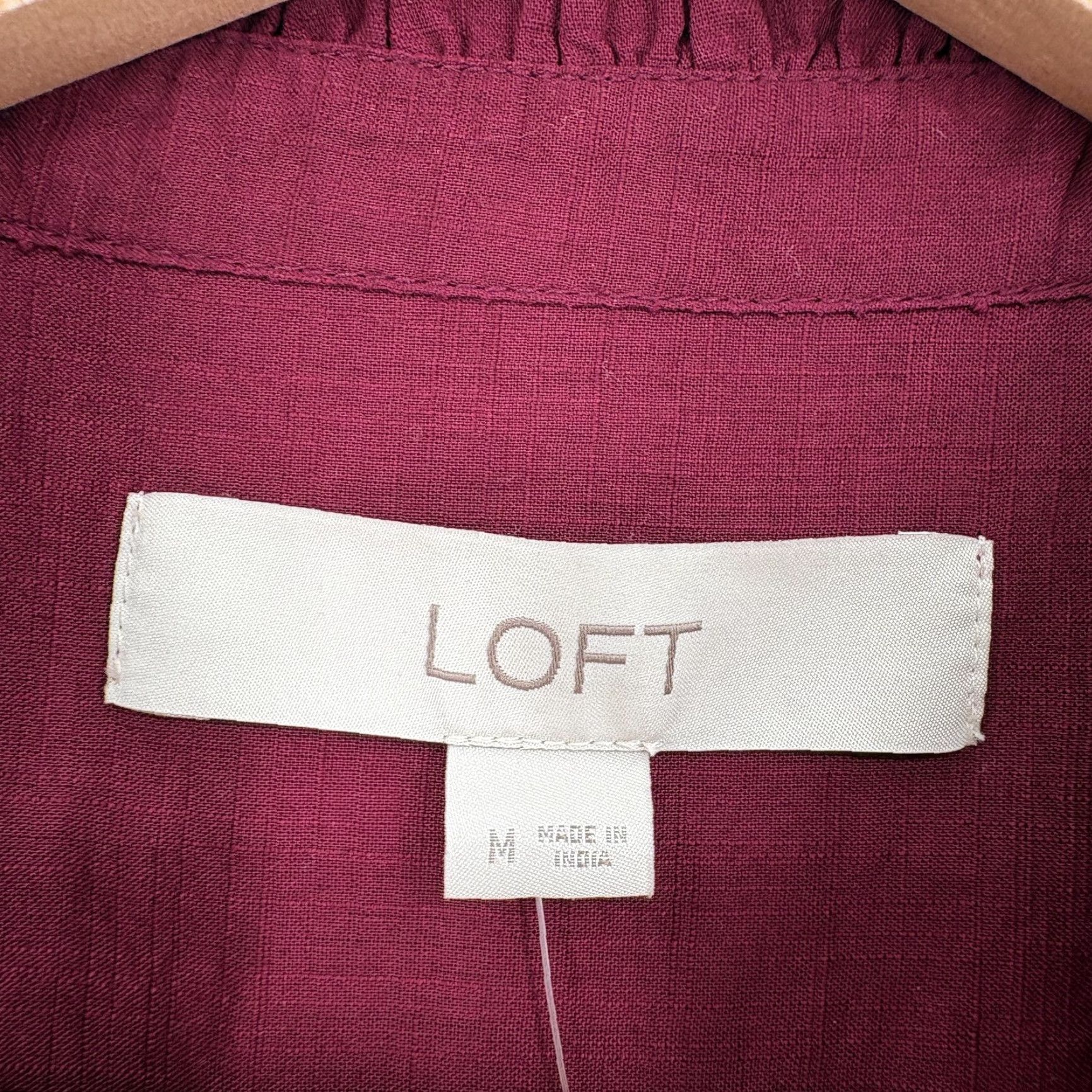 Loft LOFT Blouse Red Embroidered Button Front 3/4 Sleeve Tunic Top Womens M NWT Size M / US 6-8 / IT 42-44 - 4 Thumbnail