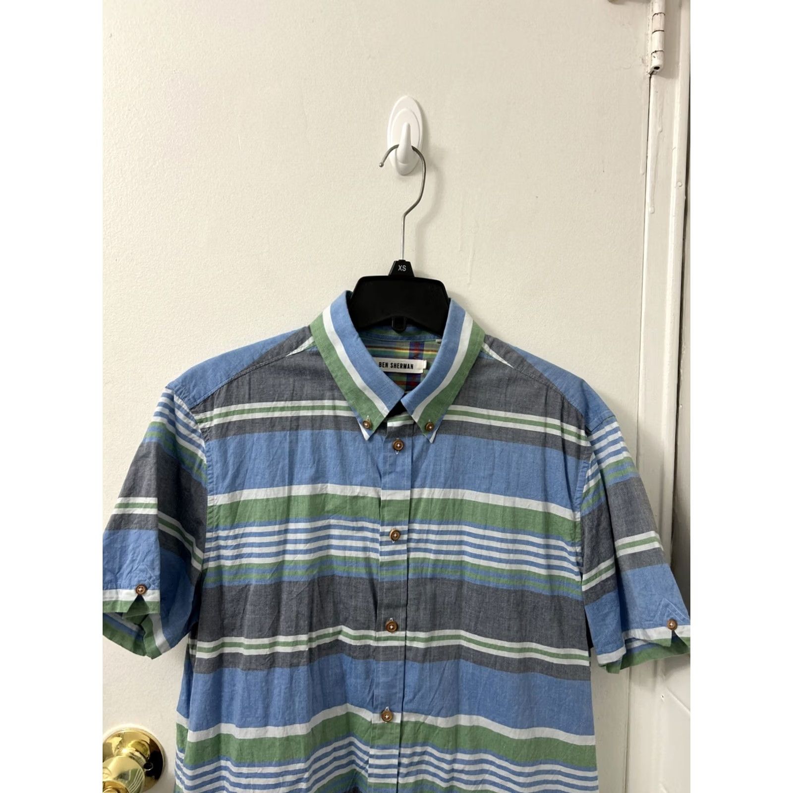 Vintage Ben Sherman Shirt Mens L Blue Oxford Striped Button-Down Short Sleeve Size US L / EU 52-54 / 3 - 2 Thumbnail