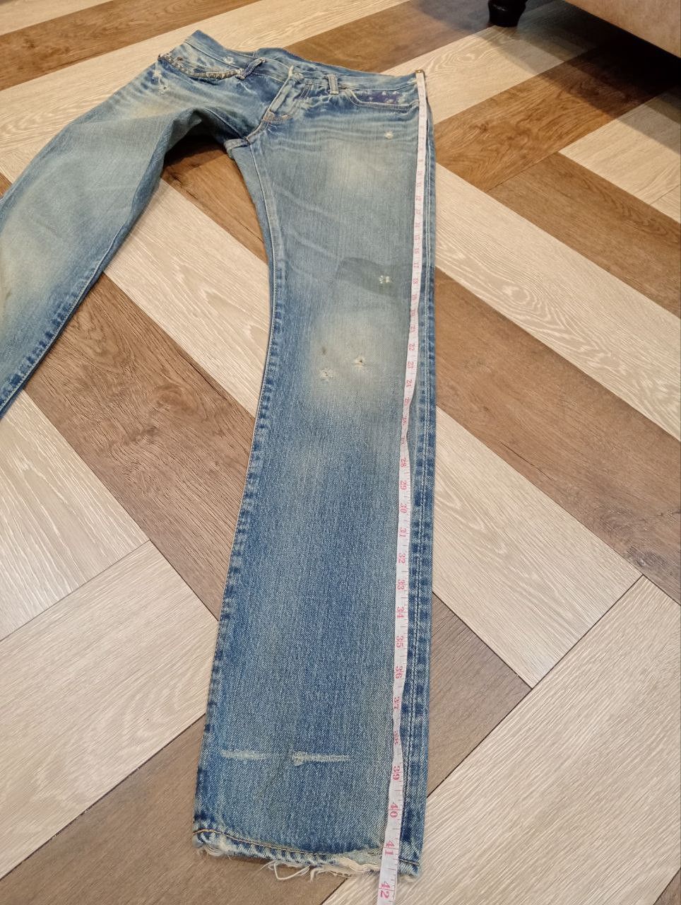 Hysteric Glamour HYSTERIC GLAMOUR KINKY BLUE DISTRESSED SELVEDGE DENIM JEANS Size US 30 / EU 46 - 21 Thumbnail