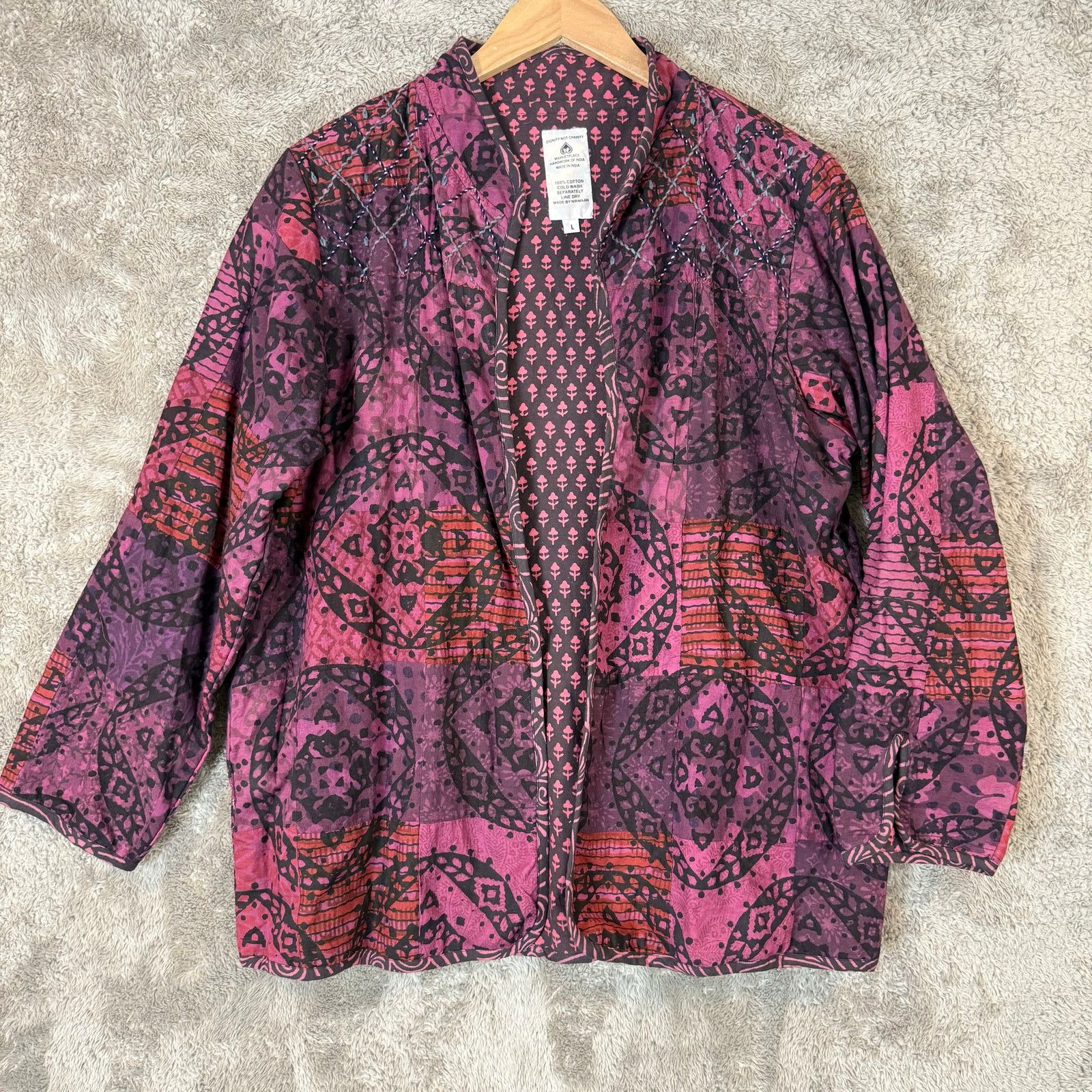 Other Dignity Not Charity Cotton Quilted Reversible Jacket L India Size L / US 10 / IT 46 - 2 Thumbnail