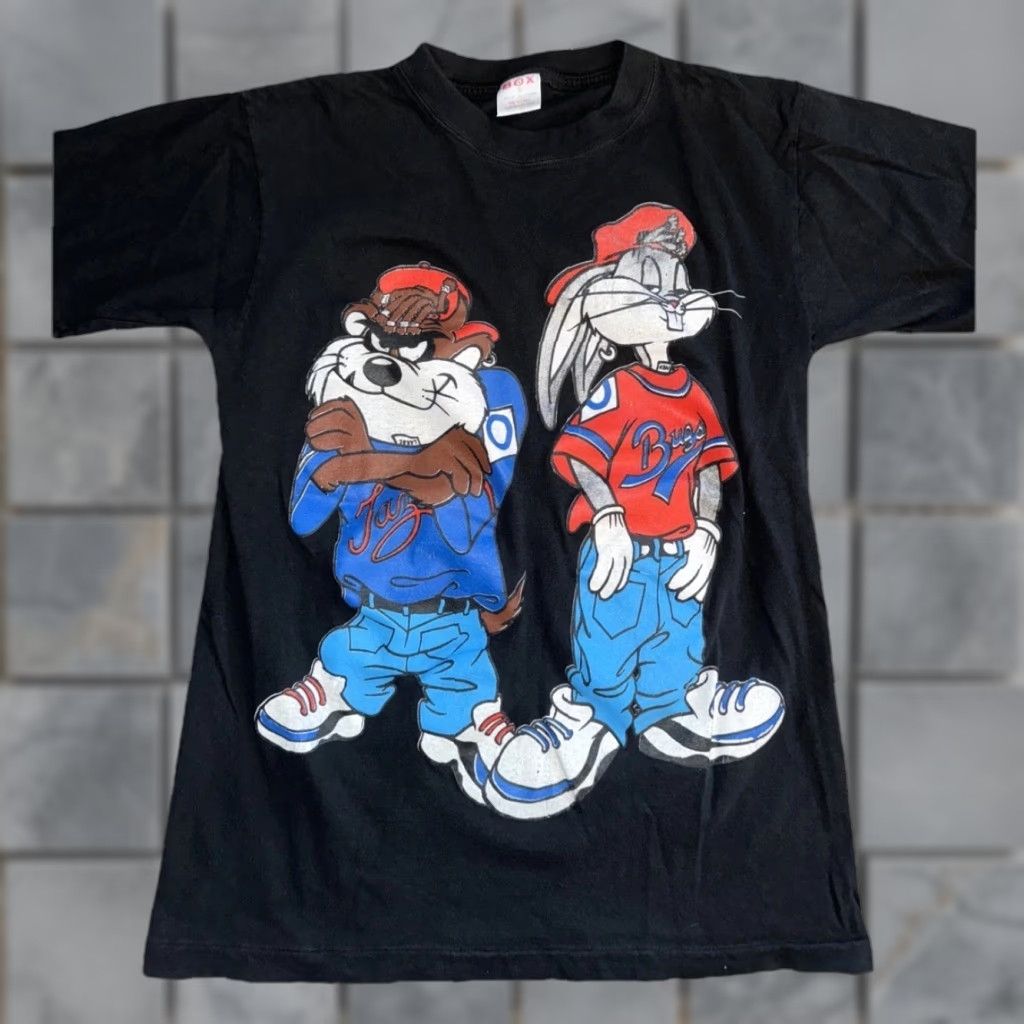 Vintage VINTAGE Bugs Bunny & Taz Looney Tunes Hip Hop T-Shirt Black Small 18x22 Mens Shirt 90s Cartoon Streetwear Vintage Double-Sided Size US S / EU 44-46 / 1 - 1 Thumbnail