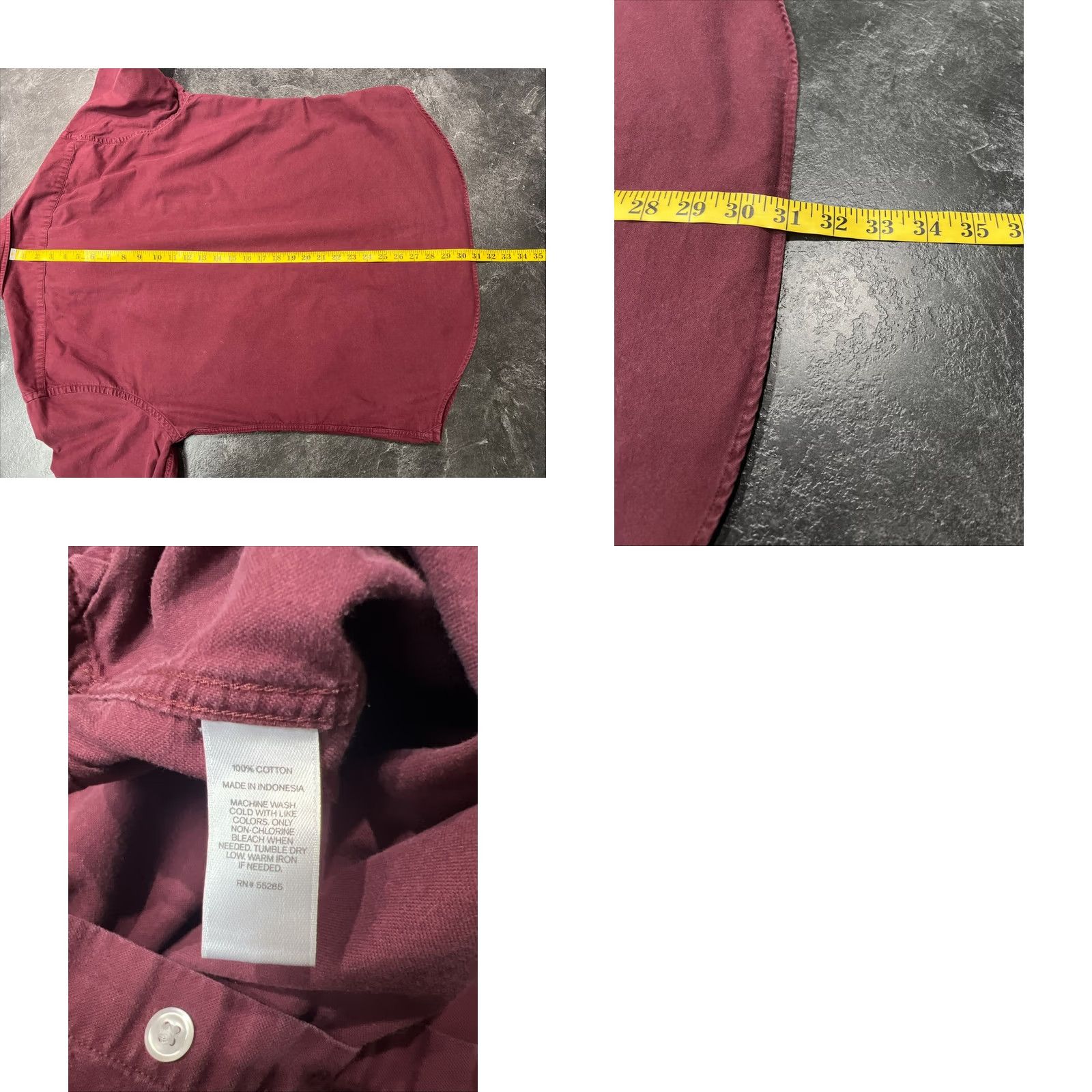 Express Express Button-Up Shirt Men XL Maroon Cotton Woven Long Sleeve Collared Button-Down Casual Size US XL / EU 56 / 4 - 8 Thumbnail