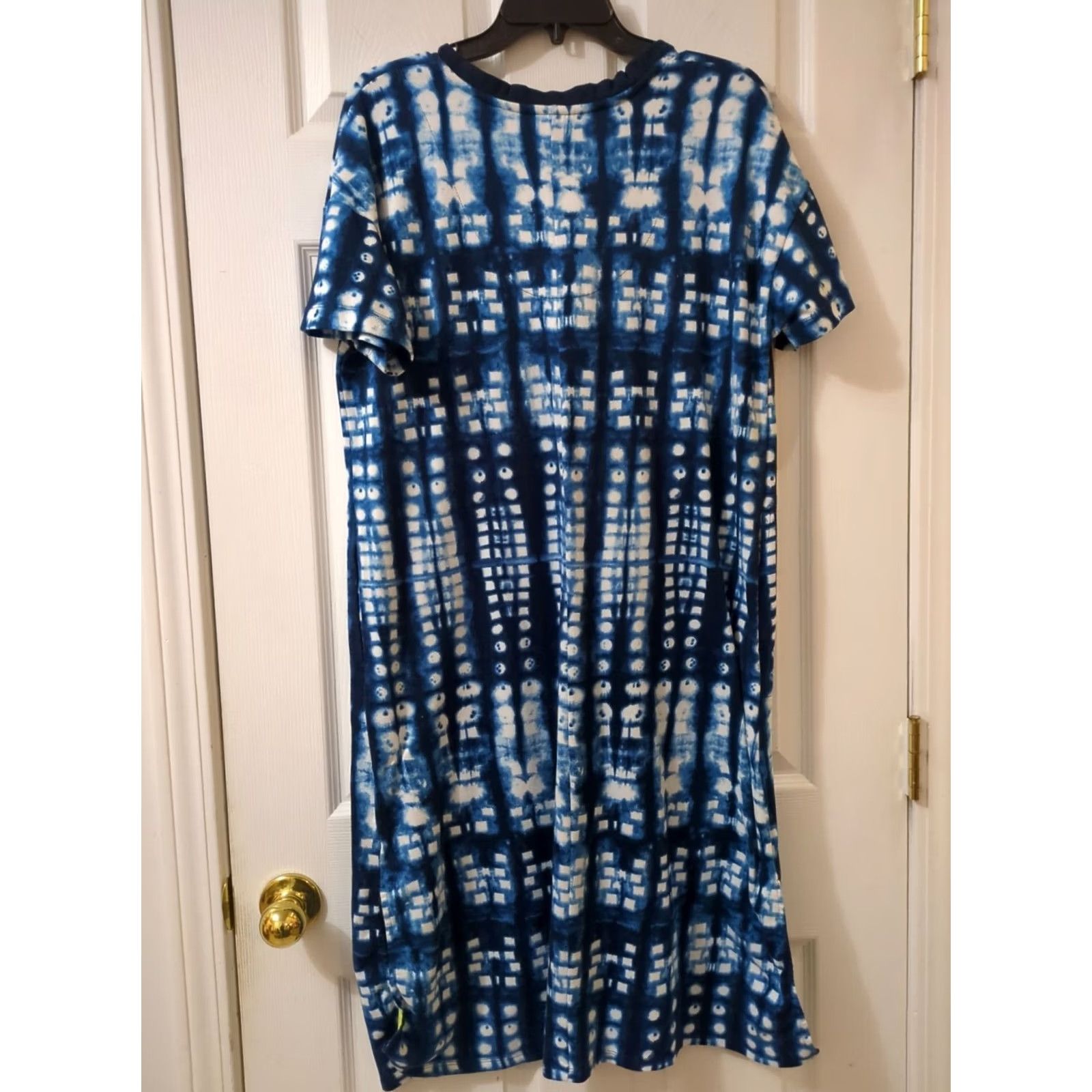 Vintage Vera Wang Simply Maxi Dress Geometric Stretch Blue Womens M Size M / US 6-8 / IT 42-44 - 4 Thumbnail