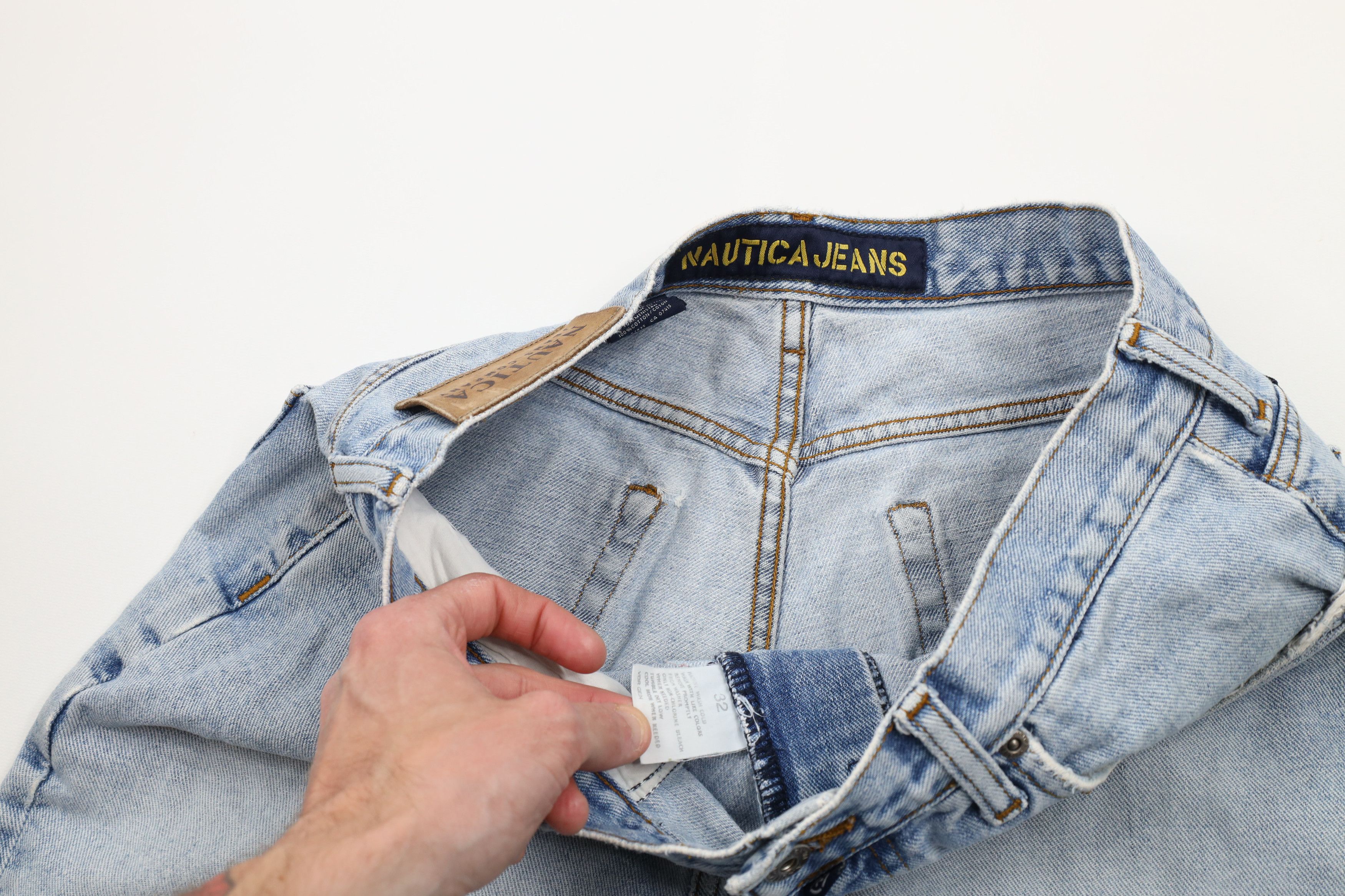 Nautica × Vintage Vintage 90s Nautica Spell Out Baggy Denim Jean Shorts Jorts Size US 32 / EU 48 - 8 Thumbnail