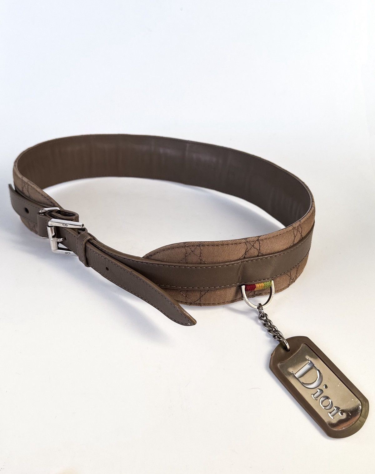Dior Christian Dior khaki olive brown belt quilted Cannage Size ONE SIZE - 5 Thumbnail