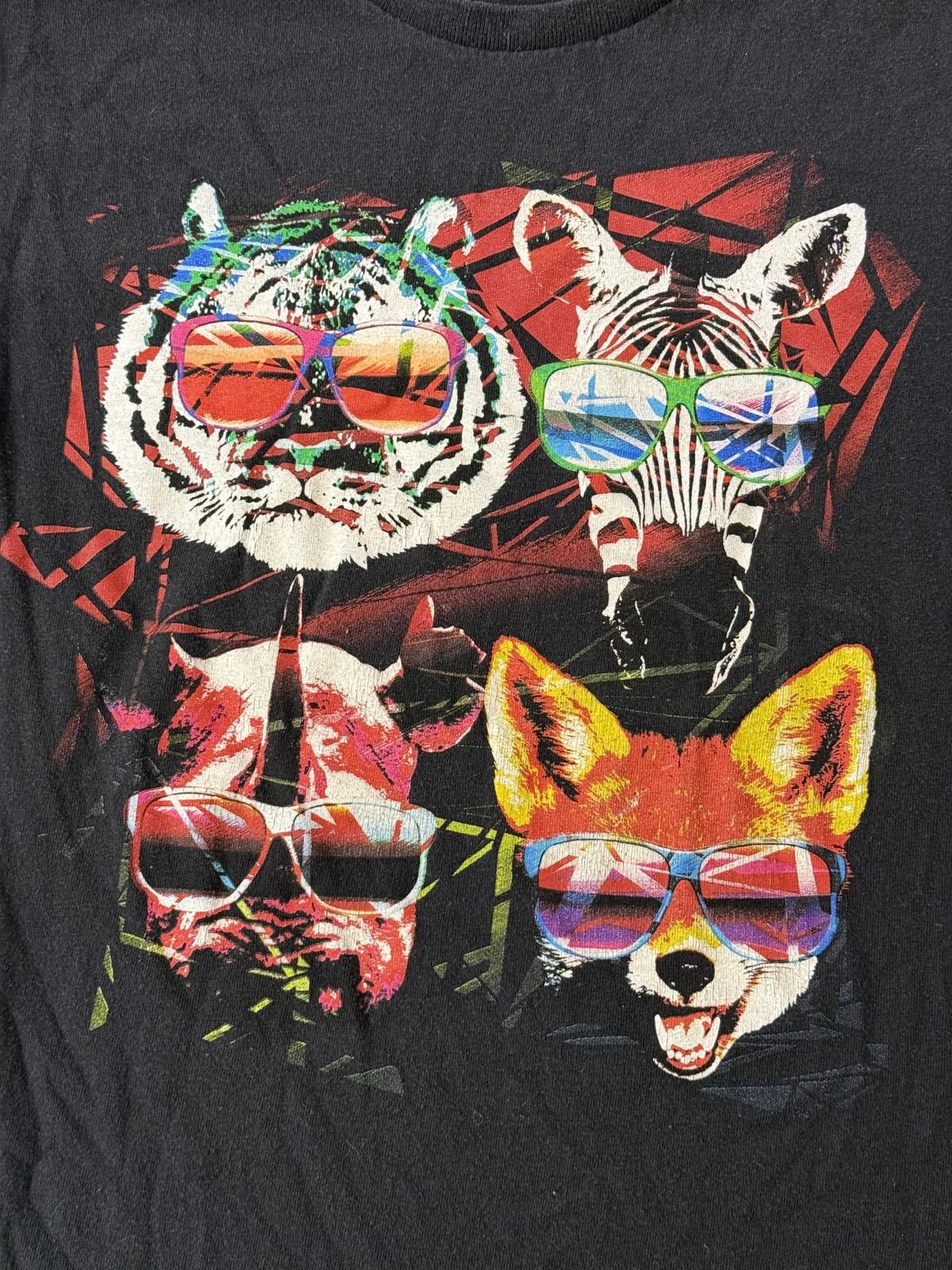 Designer Faded Animal EDM Sunglasses Party T-shirt - Lion Zebra Fox Size US S / EU 44-46 / 1 - 2 Thumbnail