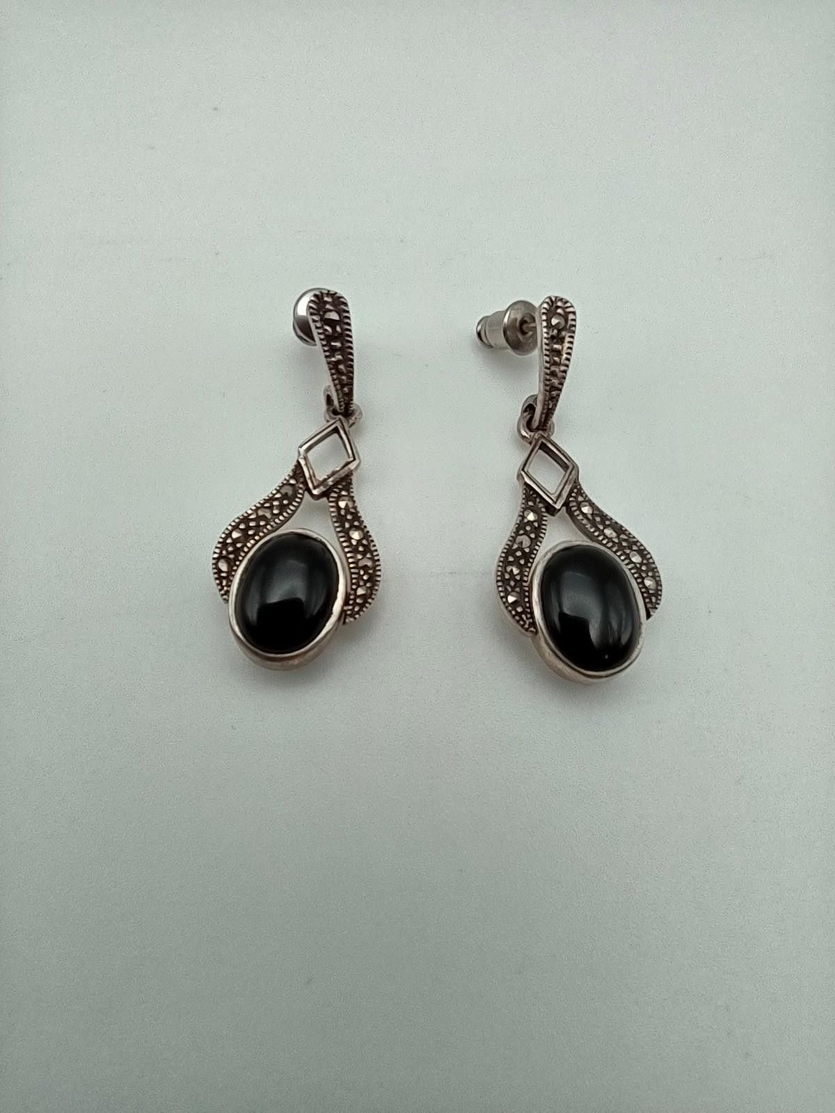The Unbranded Brand Art Deco Sterling Black Onyx & Mother of Pearl Dangles Size ONE SIZE - 2 Thumbnail