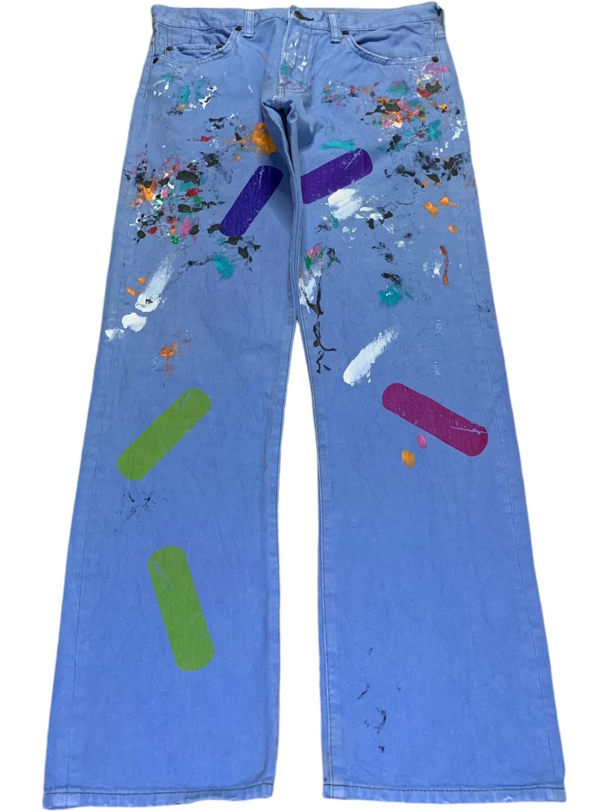 Japanese Brand Vintage Japanese Brand Blue Wash Paint Splatter Loose Jeans Size 31" - 1 Thumbnail