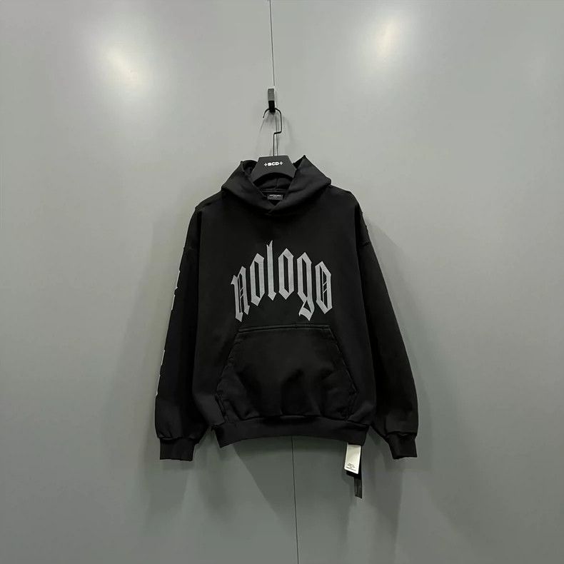 Balenciaga Balenciaga Black print letterhoodie Size US S / EU 44-46 / 1 - 1 Thumbnail