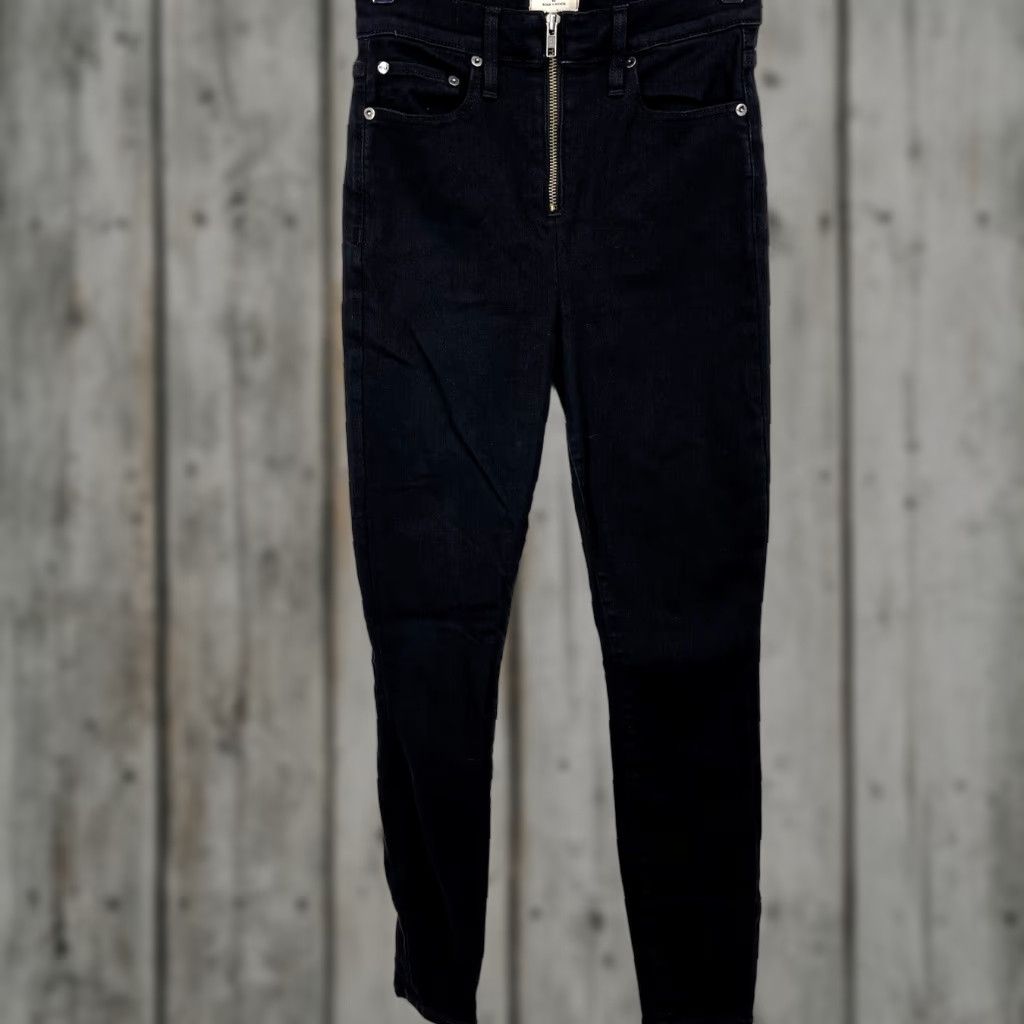 Alice + Olivia VINTAGE Alice + Olivia Jeans Women 26 Black Denim Skinny High Rise Zipper Retro Y2K Size 26" / US 2 / IT 38 - 1 Thumbnail