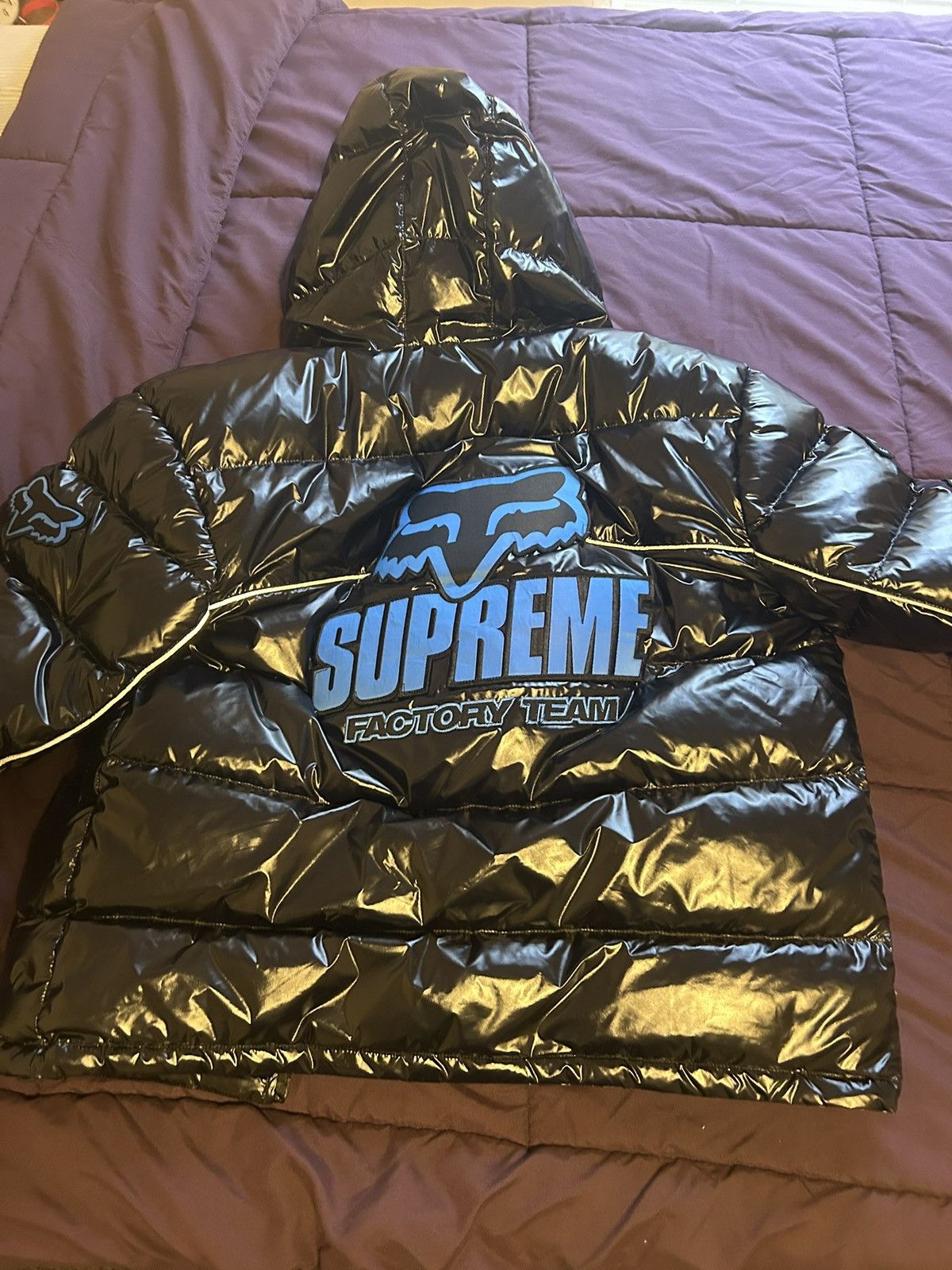 Fox Racing × Supreme Supreme Fox Racing Shiny Down Puffer Jacket Black / Blue Size US XL / EU 56 / 4 - 1 Thumbnail