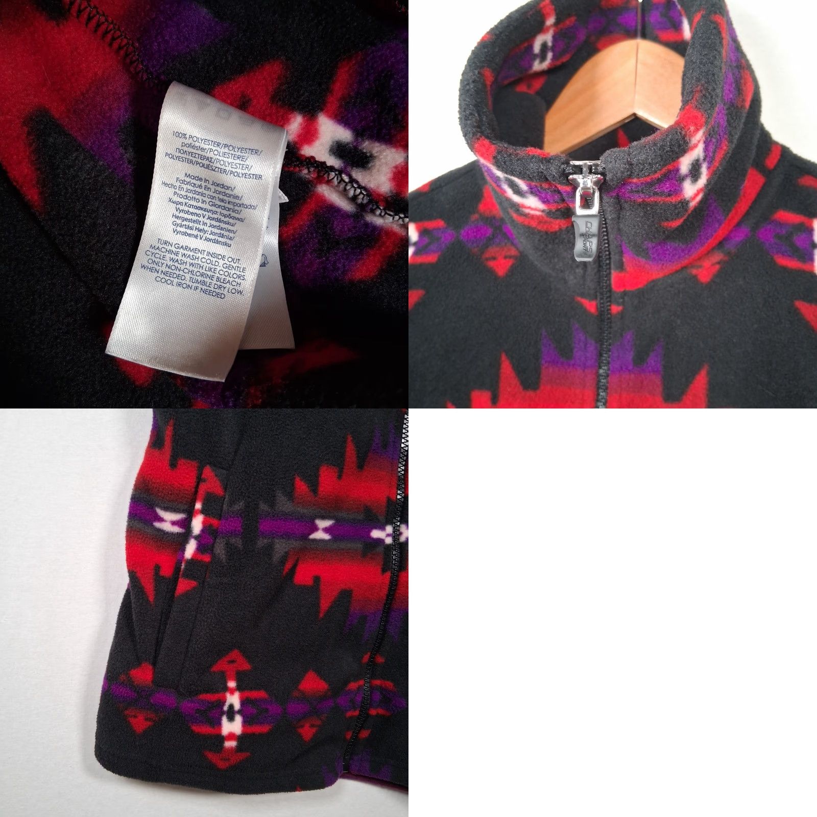 Chaps Chaps Vest Women Small Fleece Zip High Neck Black Red Southwestern Aztec Geometric Casual Travel Gorpcore Size S / US 4 / IT 40 - 8 Thumbnail