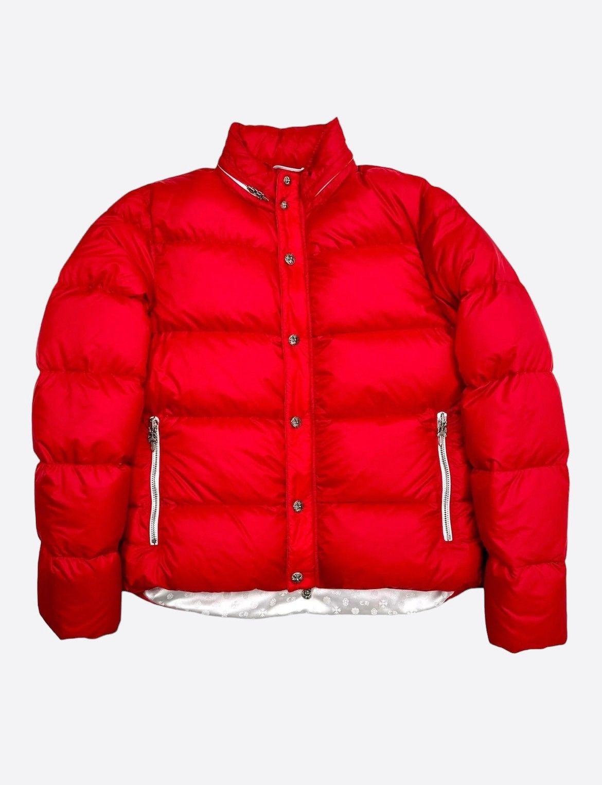 image of Chrome Hearts Red Puffer Jacket, Men's (Size Large)