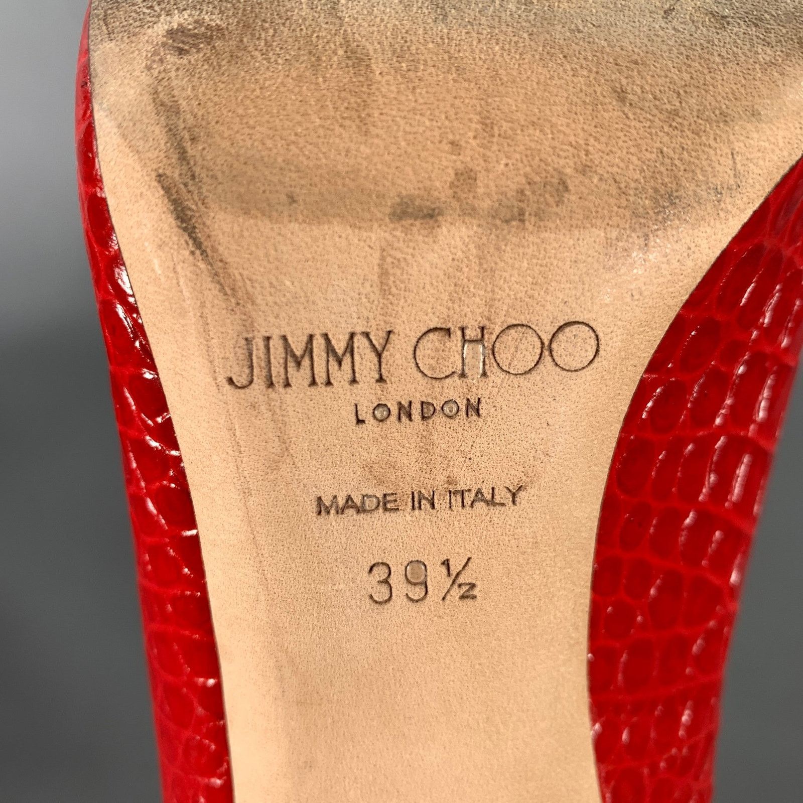 Jimmy Choo JIMMY CHOO Size 9 Red Croc Embossed Leather Pumps Size US 9 / IT 39 - 7 Thumbnail
