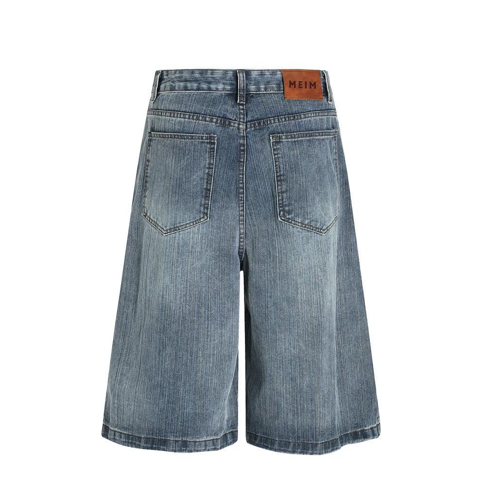 Japanese Brand × Jean Men's loose street washed straight rivet denim shorts Size US 32 / EU 48 - 2 Thumbnail