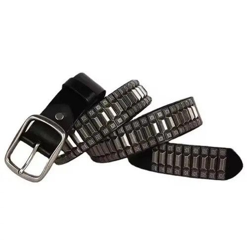 VIBE 110 cm Cowboy Motorcycle Jeans Heavy Metal Rivet Belts Size ONE SIZE - 2 Thumbnail