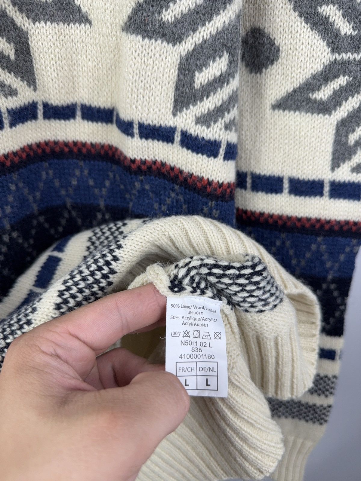 Other Vintage 90s Nordic Snowflake Wool Knit Sweater Half Zip L Size US L / EU 52-54 / 3 - 5 Thumbnail